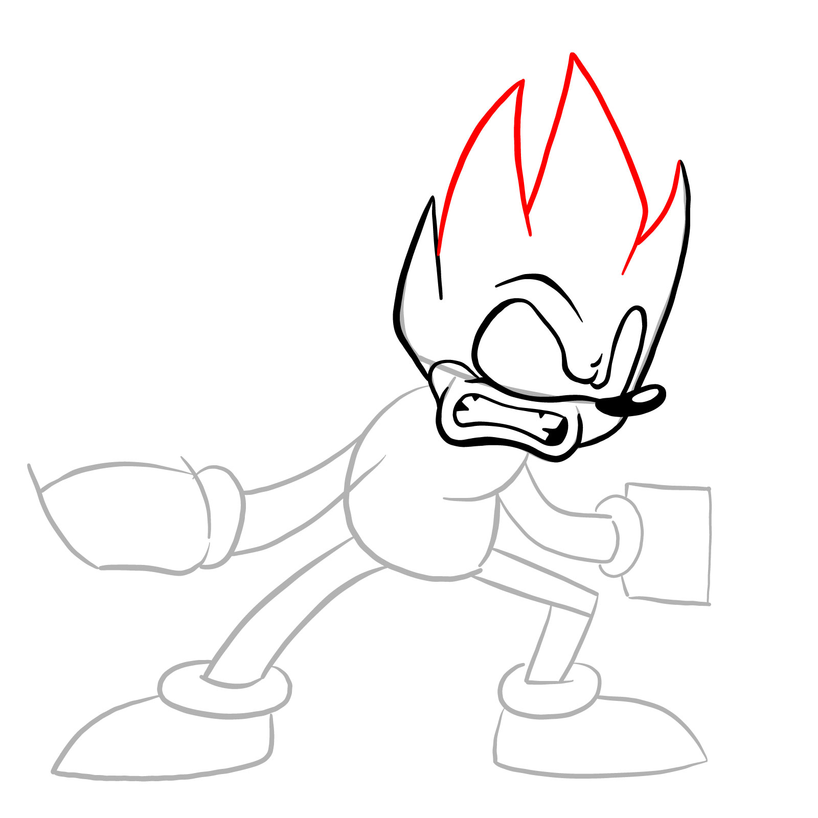 How to draw Sonic (Dark) from Tails Gets Trolled - step 11
