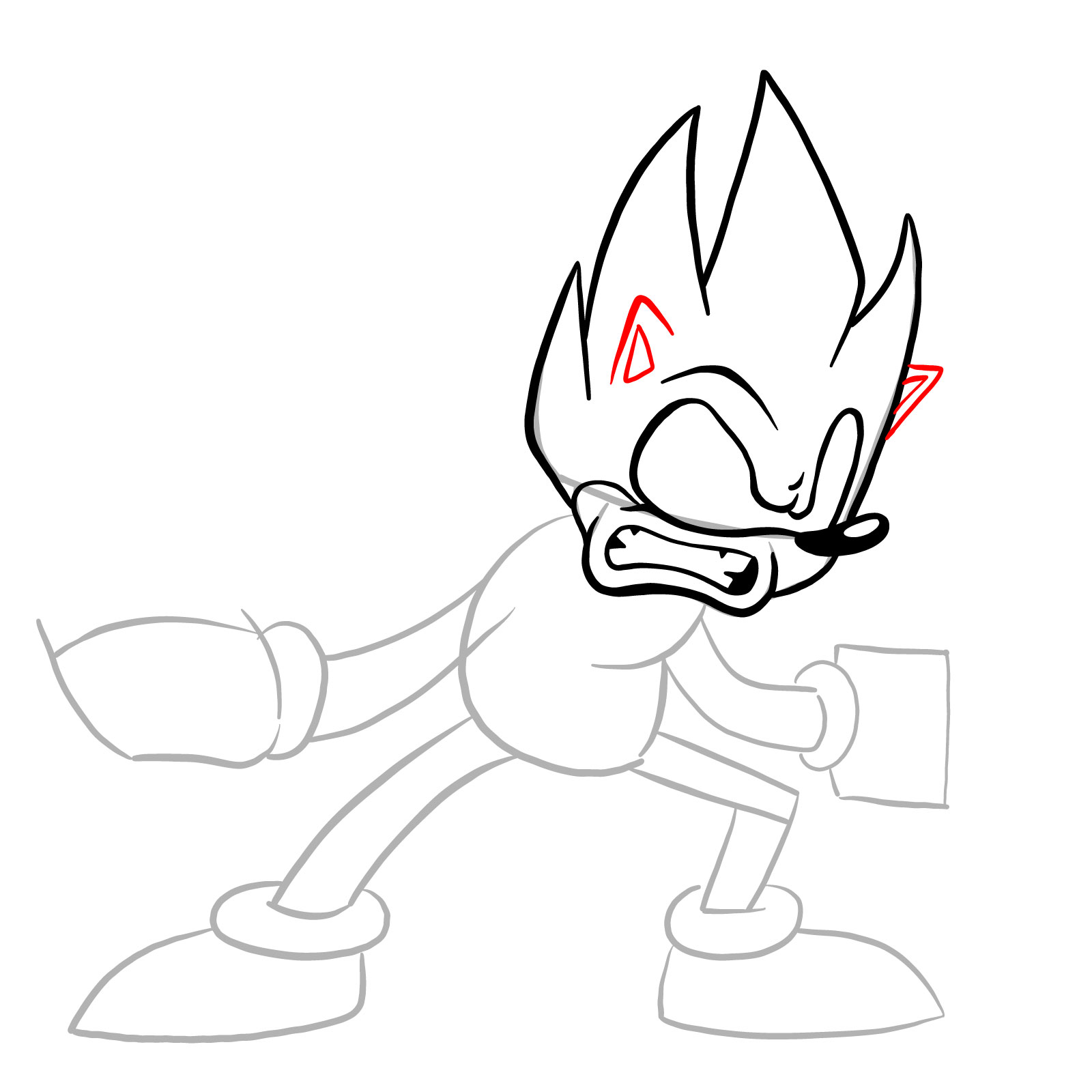 How to draw Sonic (Dark) from Tails Gets Trolled - step 12