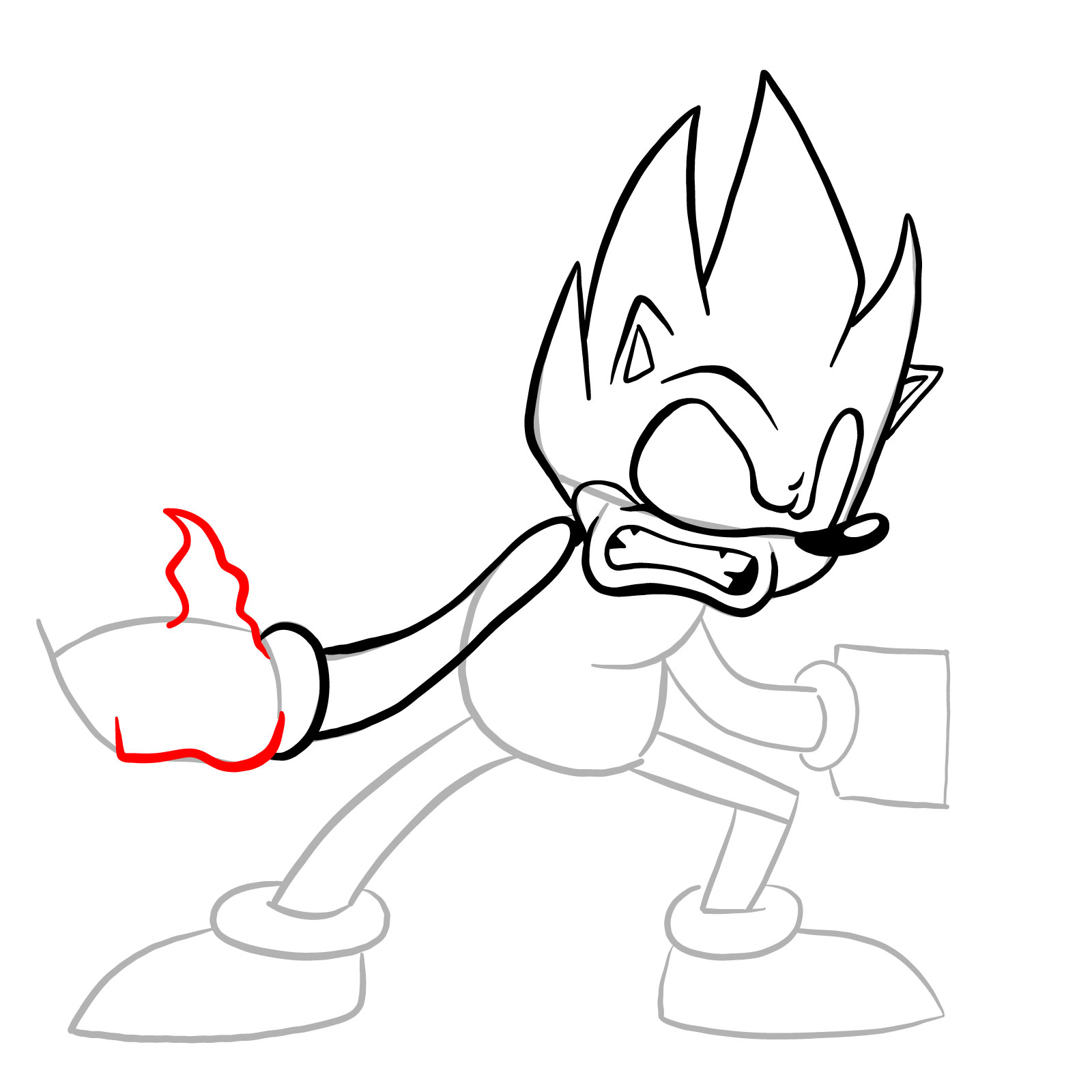 How to draw Sonic (Dark) from Tails Gets Trolled - step 14