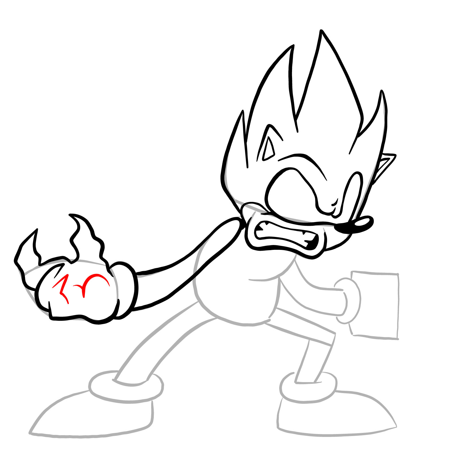 How to draw Sonic (Dark) from Tails Gets Trolled - step 16