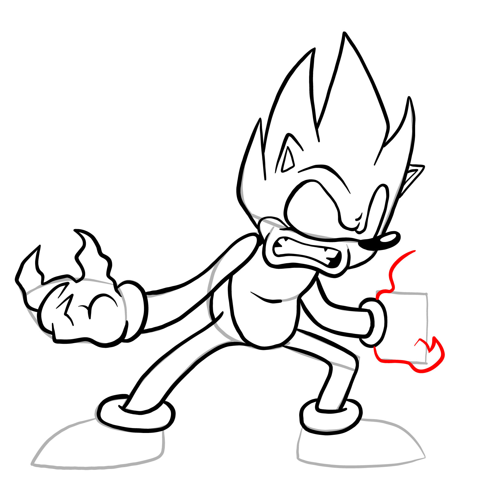How to draw Sonic (Dark) from Tails Gets Trolled - step 23