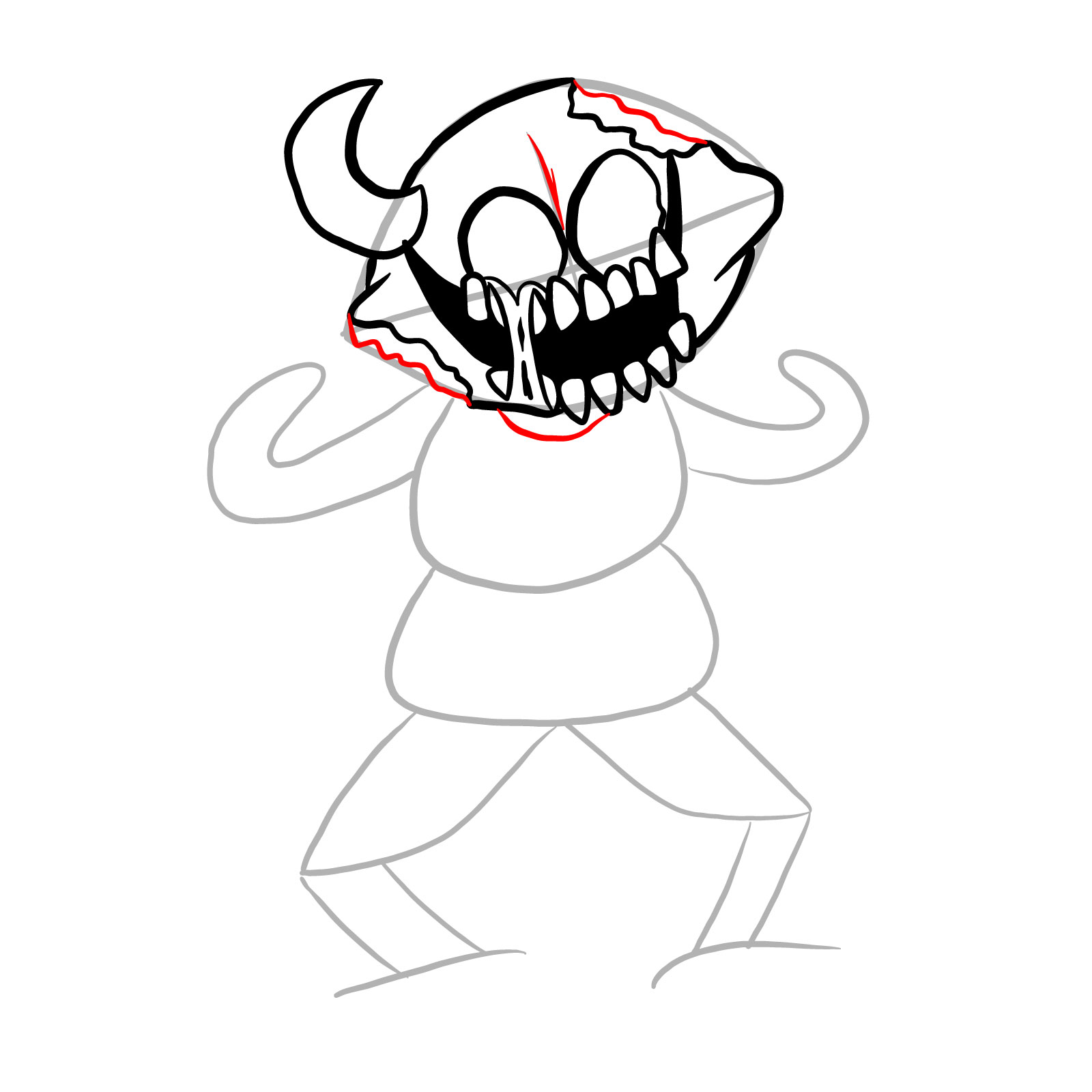 How to draw Hellbeats Monster - step 12