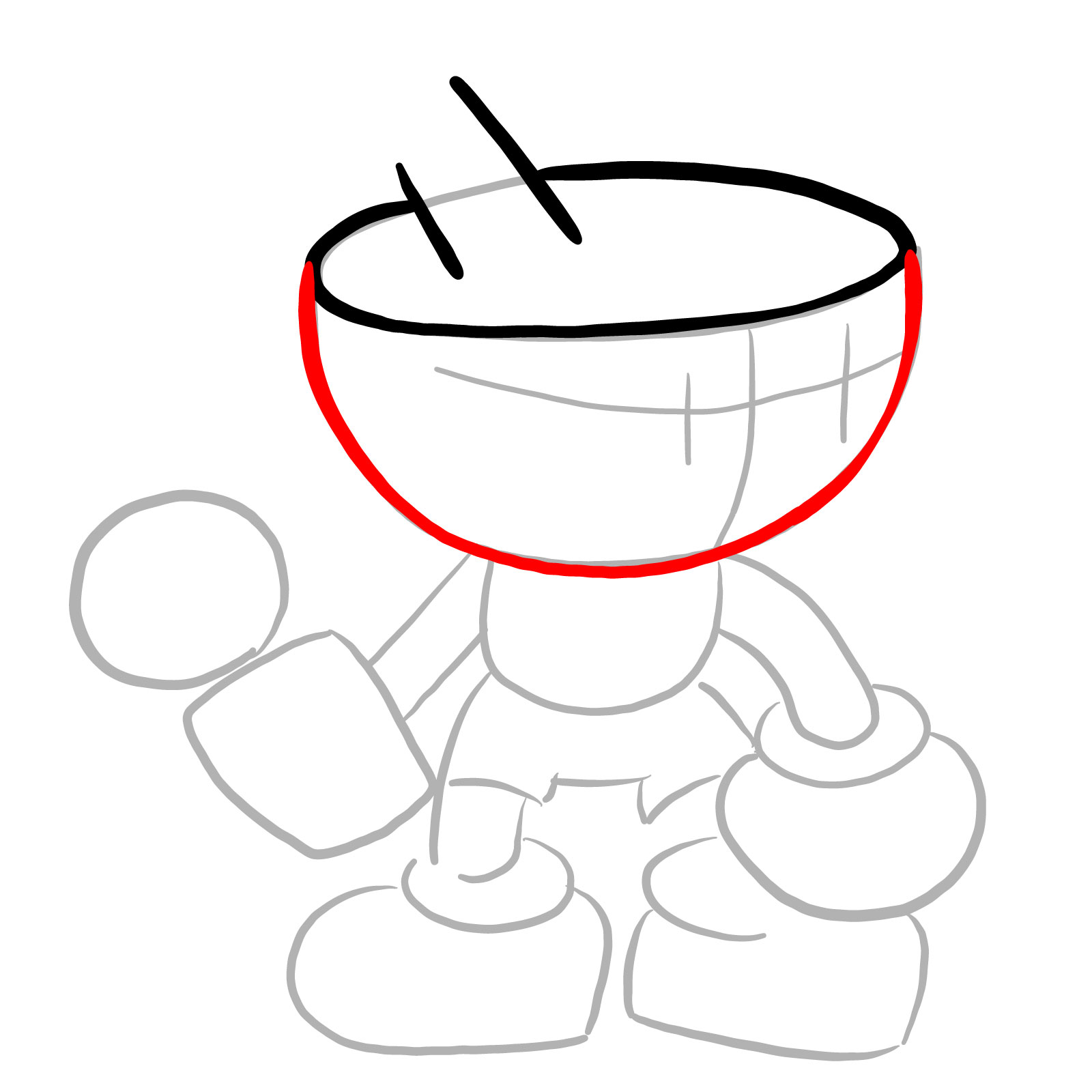 How to draw Cuphead (FNF: Indie Cross) - step 05