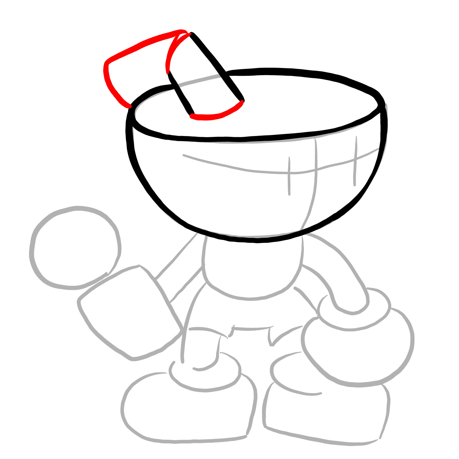 How to draw Cuphead (FNF: Indie Cross) - step 06