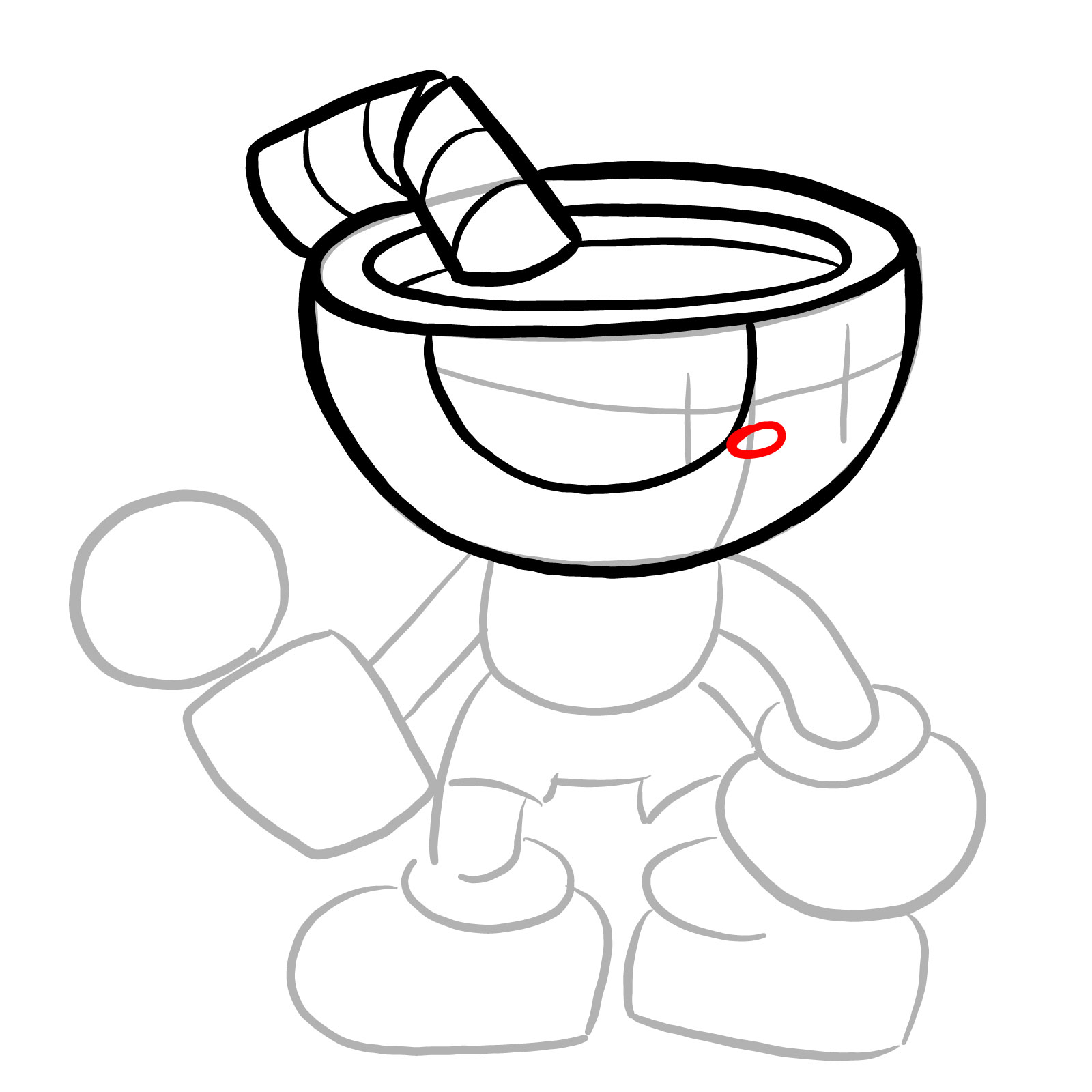 How to draw Cuphead (FNF: Indie Cross) - step 10