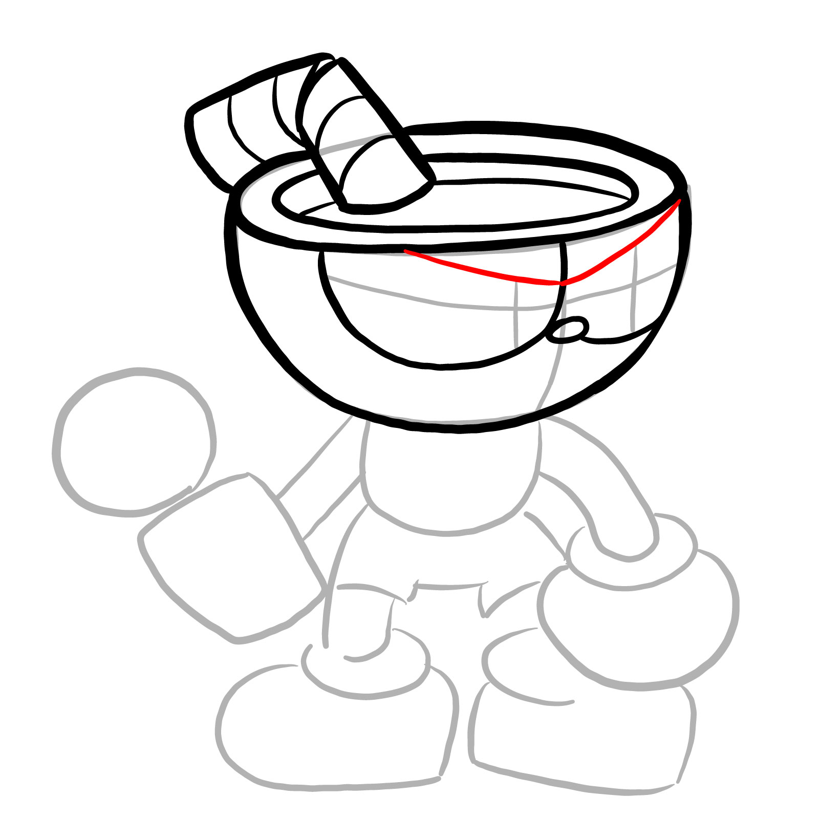 How to draw Cuphead (FNF: Indie Cross) - step 12