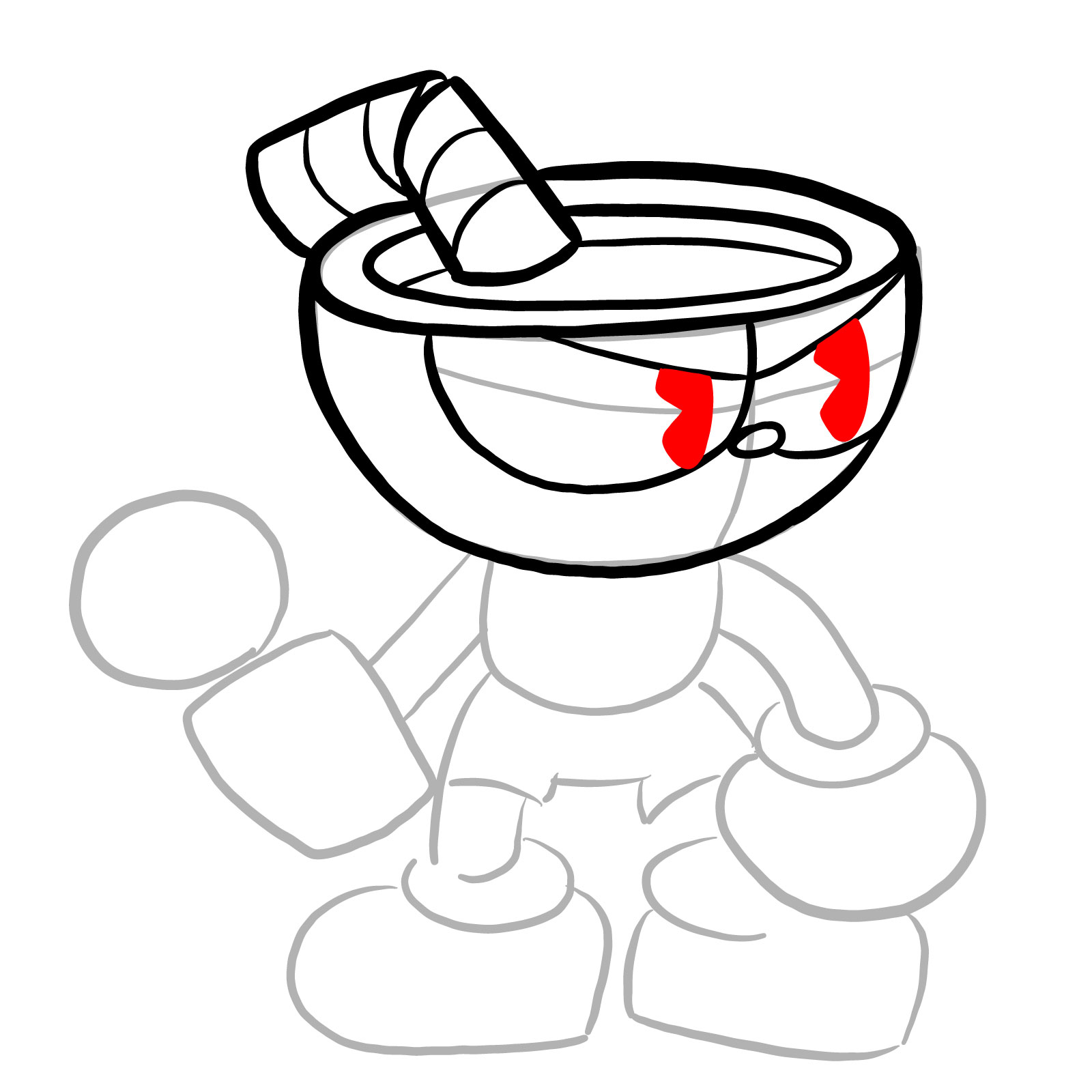 How to draw Cuphead (FNF: Indie Cross) - step 13