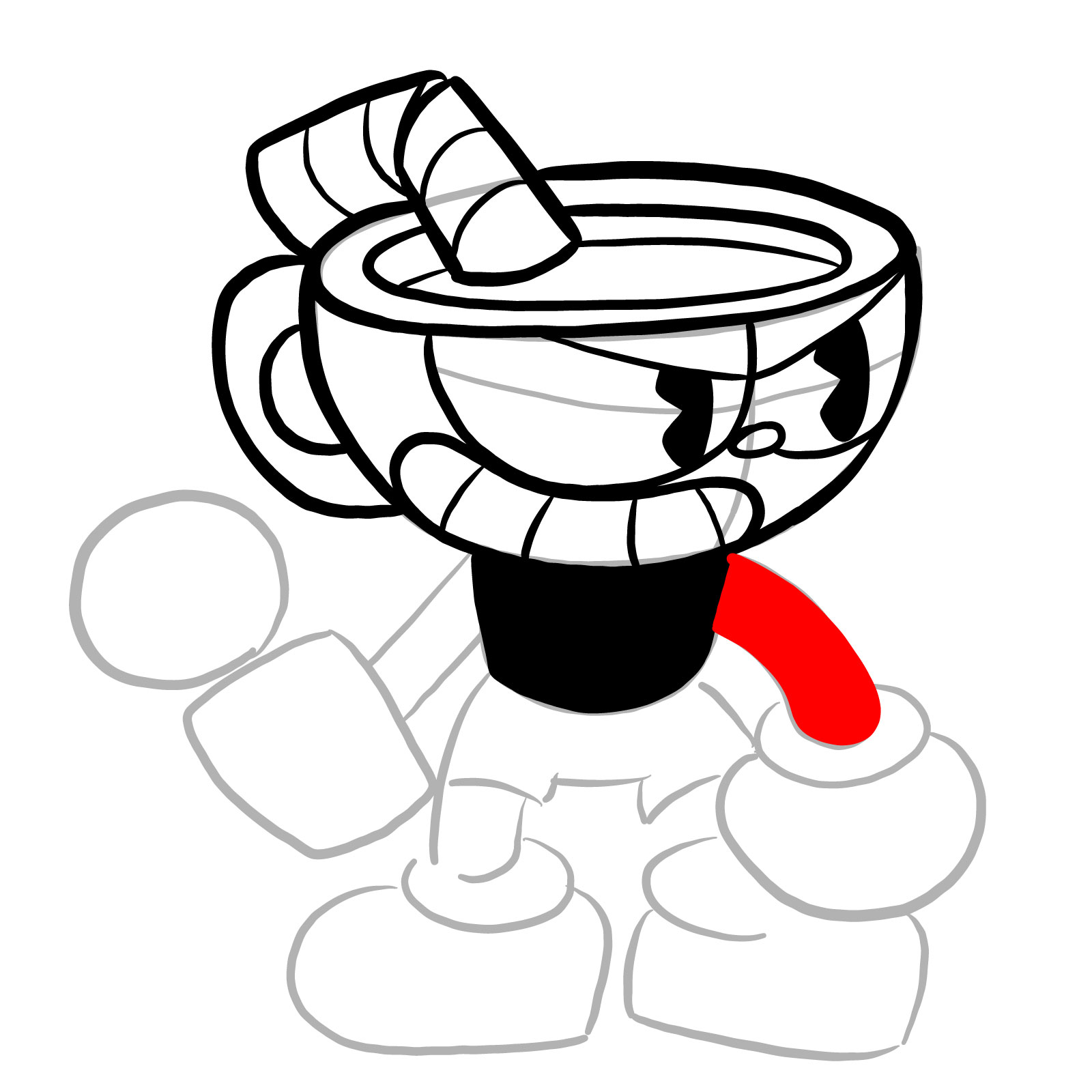 How to draw Cuphead (FNF: Indie Cross) - step 17