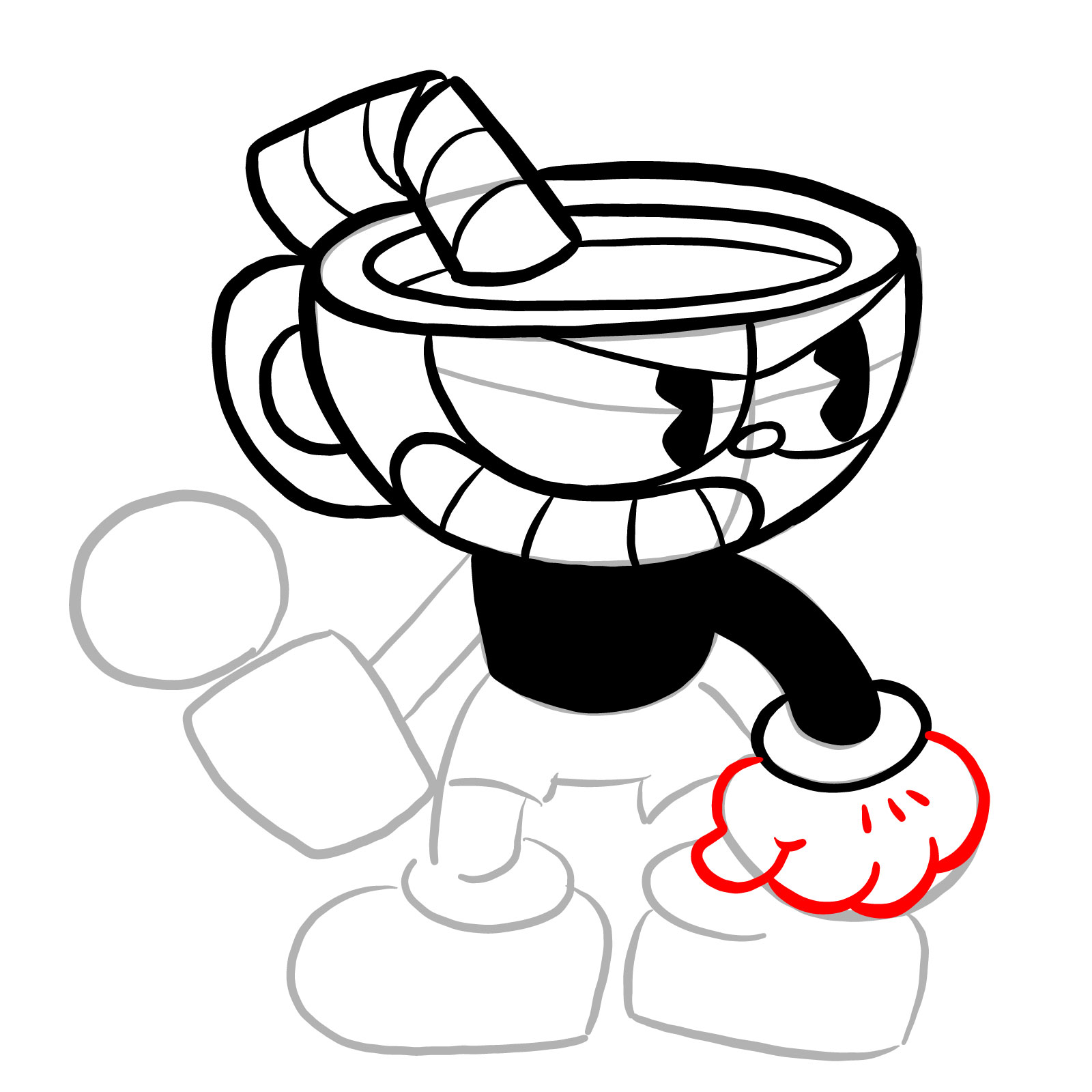 How to draw Cuphead (FNF: Indie Cross) - step 19
