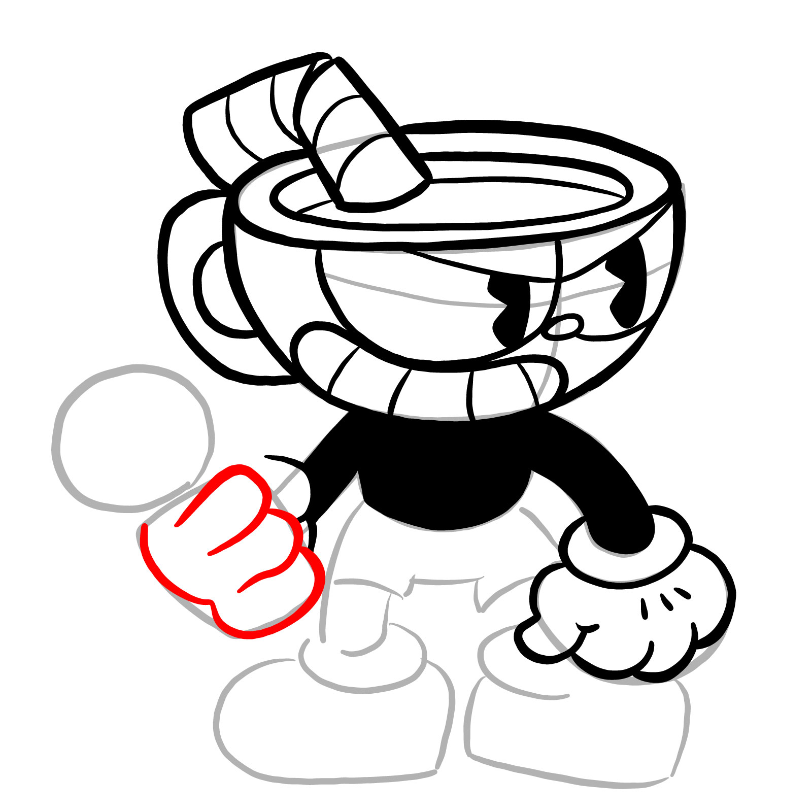 How to draw Cuphead (FNF: Indie Cross) - step 21