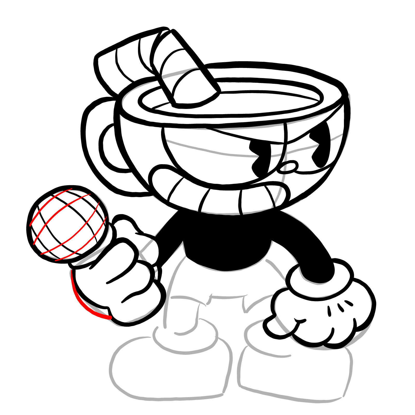 How to draw Cuphead (FNF: Indie Cross) - step 24