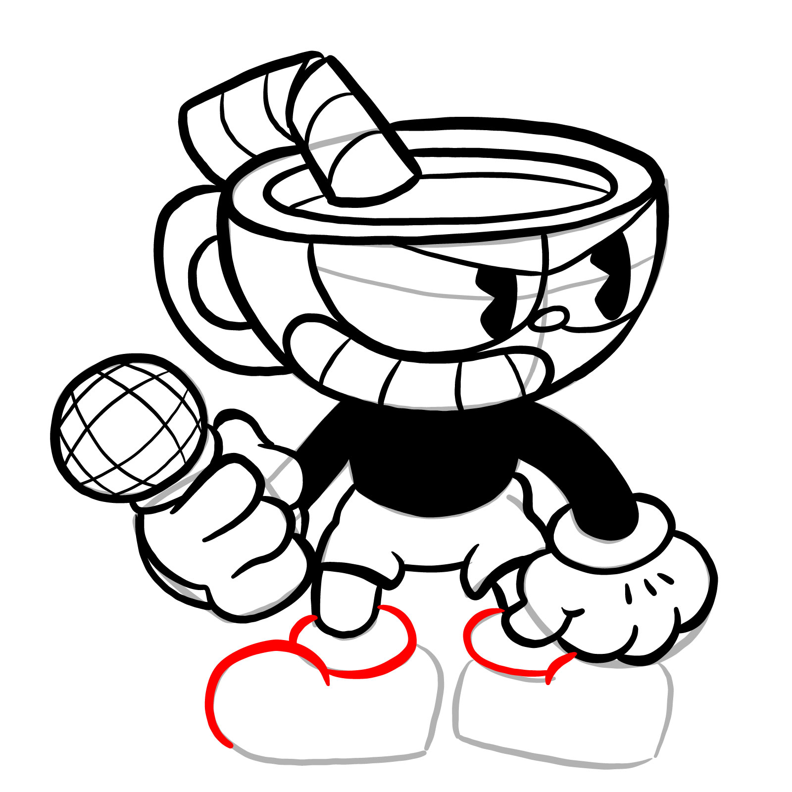 How to draw Cuphead (FNF: Indie Cross) - step 28