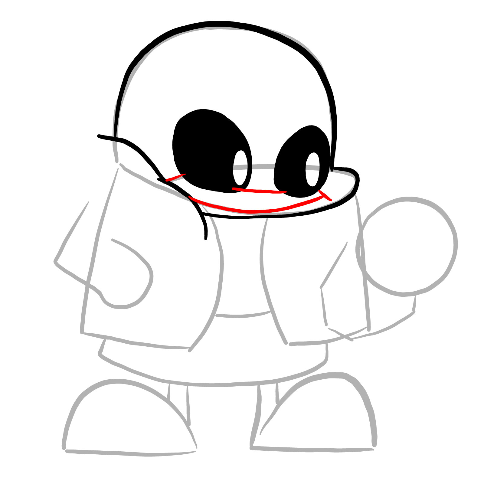 How to draw Sans (FNF: Indie Cross) - step 08