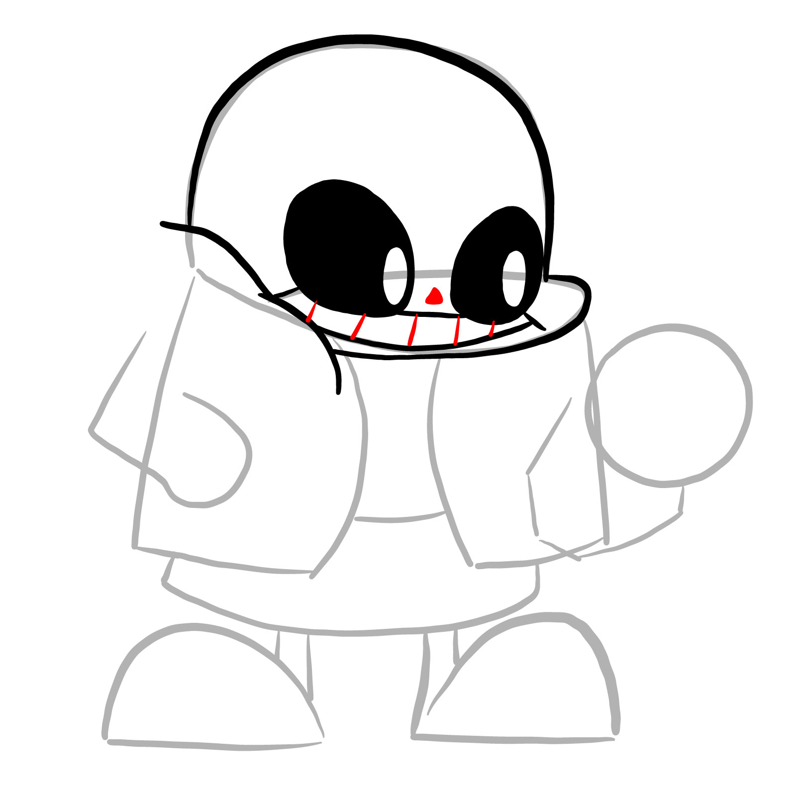 How to draw Sans (FNF: Indie Cross) - step 09