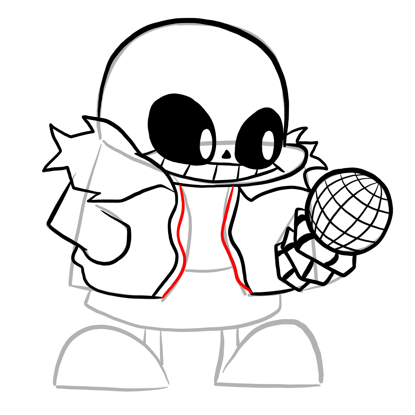 How to draw Sans (FNF: Indie Cross) - step 18