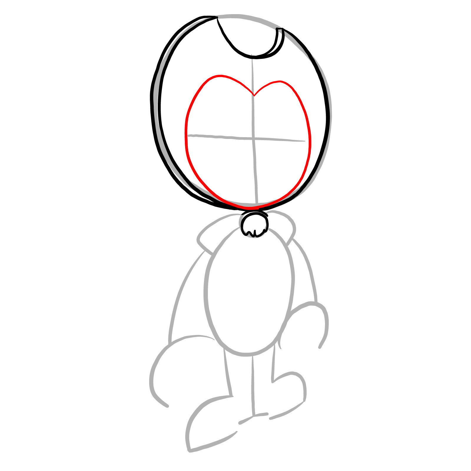 How to draw Bendy Cutout (FNF: Indie Cross) - step 07