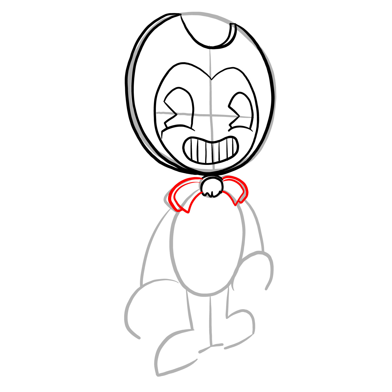 How to draw Bendy Cutout (FNF: Indie Cross) - step 11