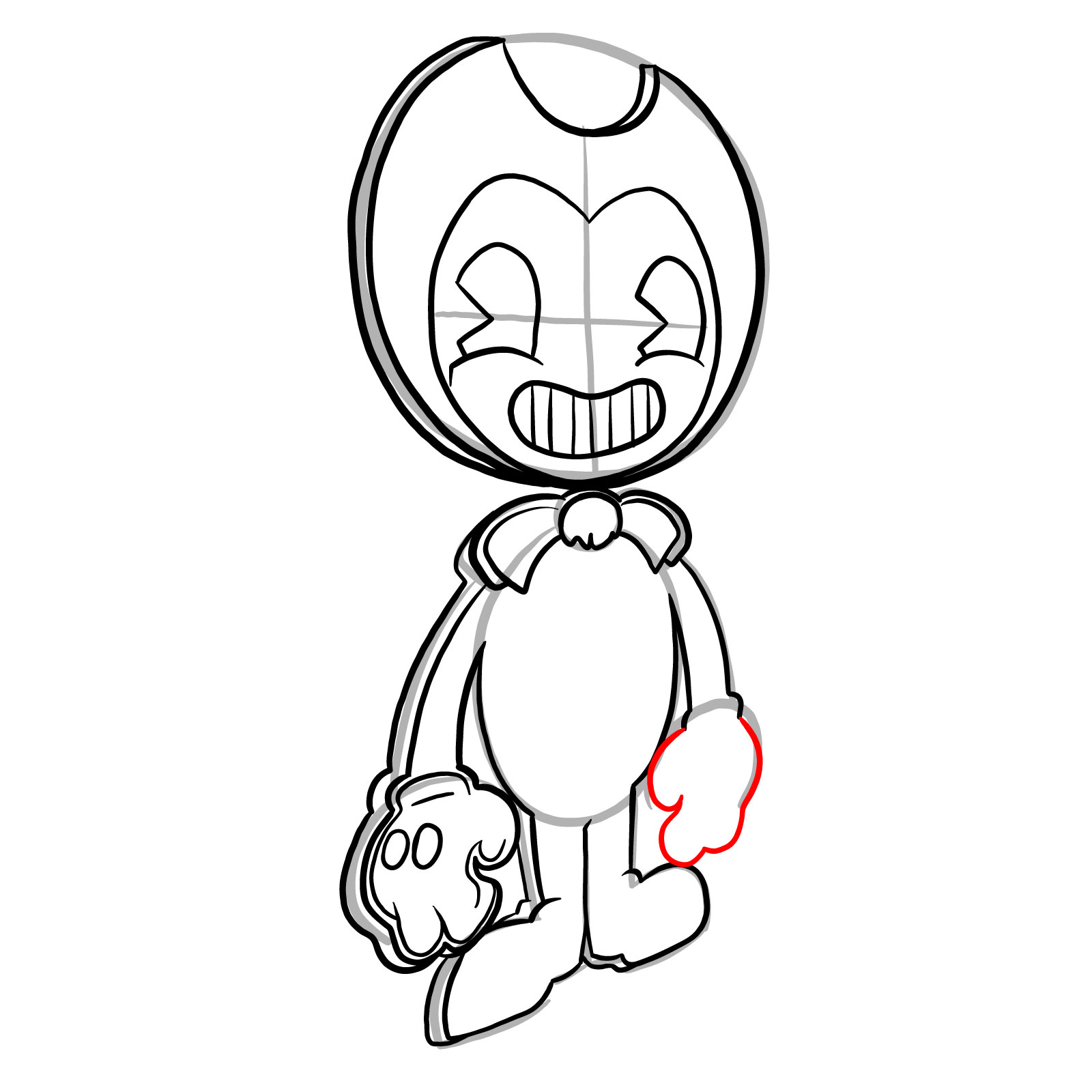 How to draw Bendy Cutout (FNF: Indie Cross) - SketchOK