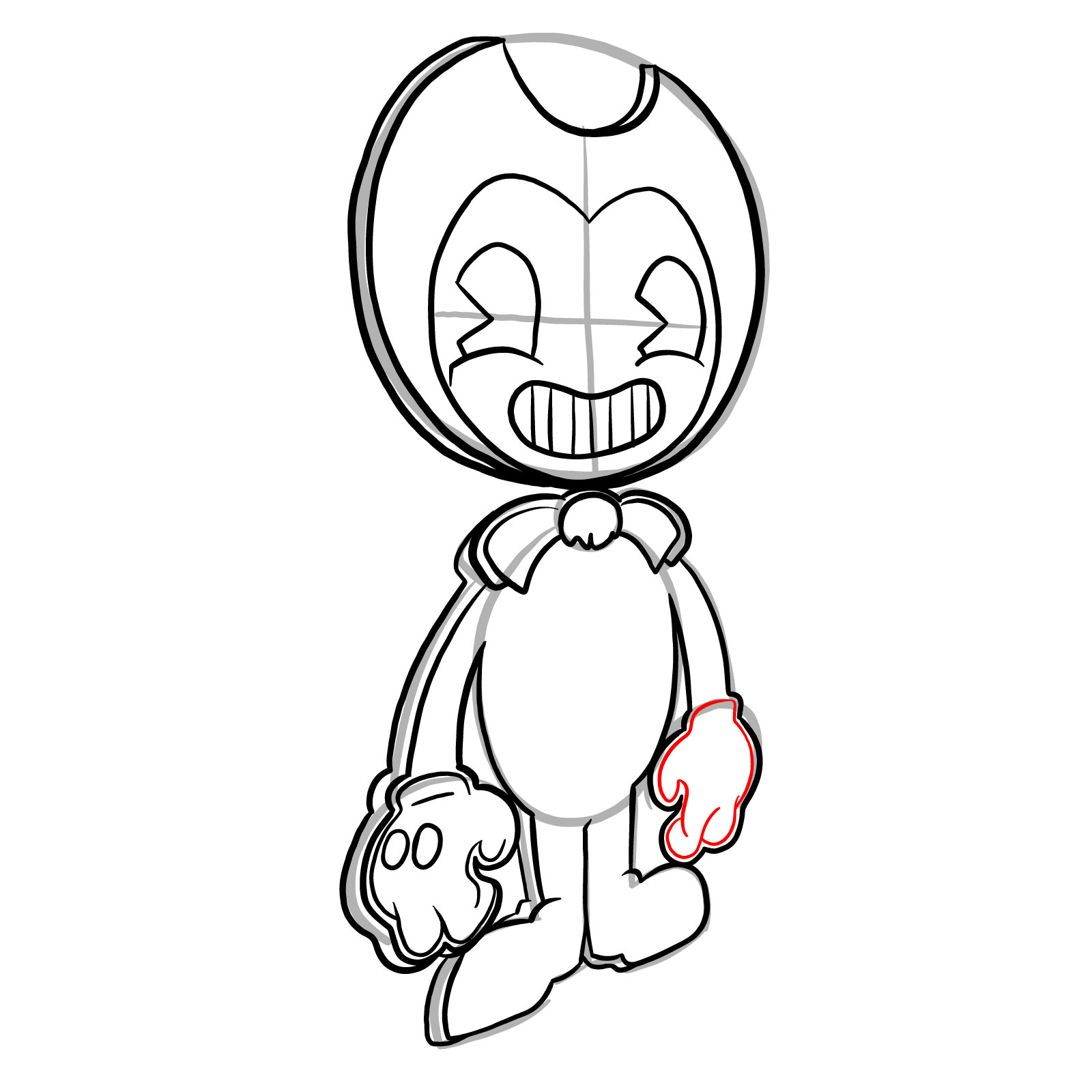 How to draw Bendy Cutout (FNF: Indie Cross) - step 23