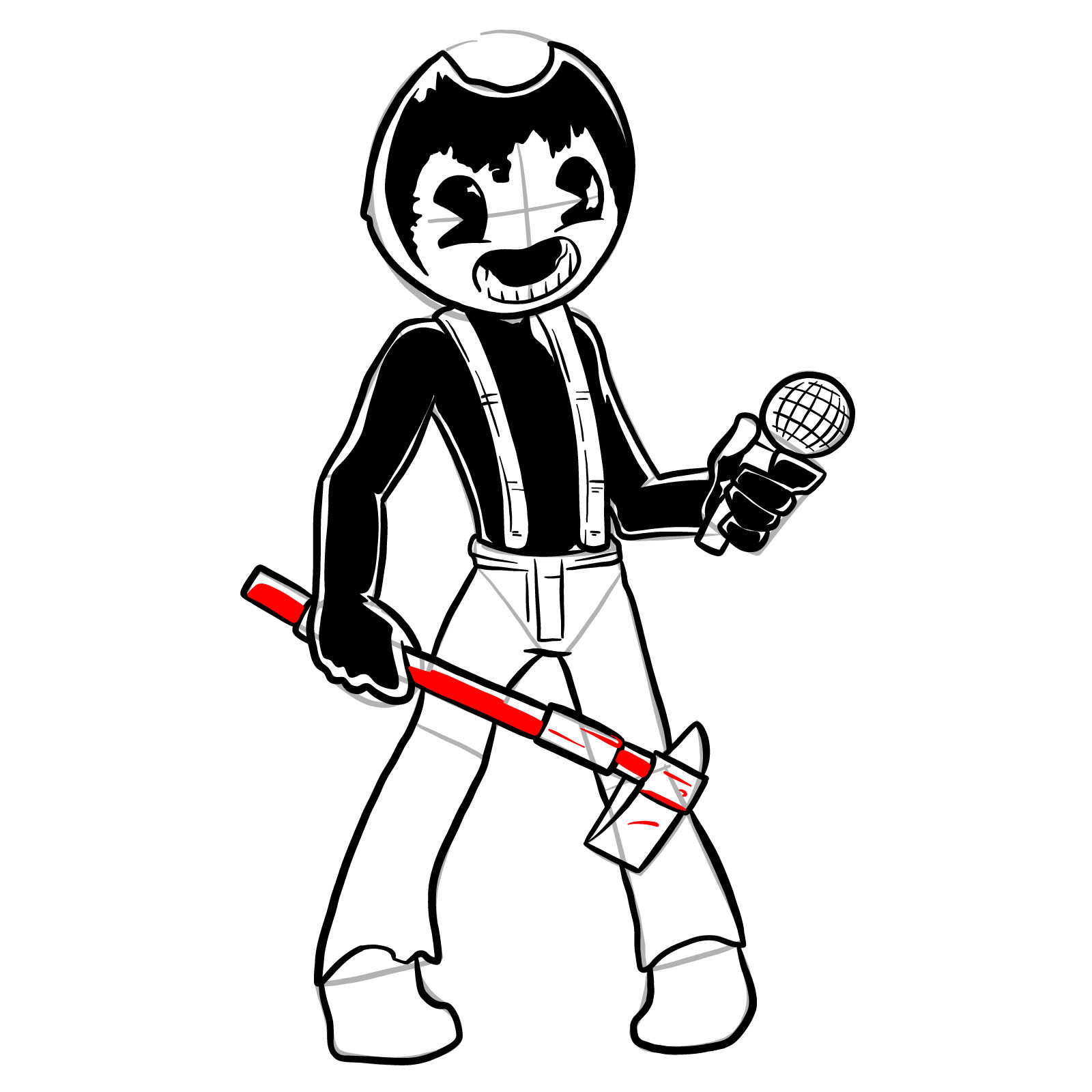 How to draw NIGHTMARE INK BENDY (Indie Cross), Friday Night Funkin