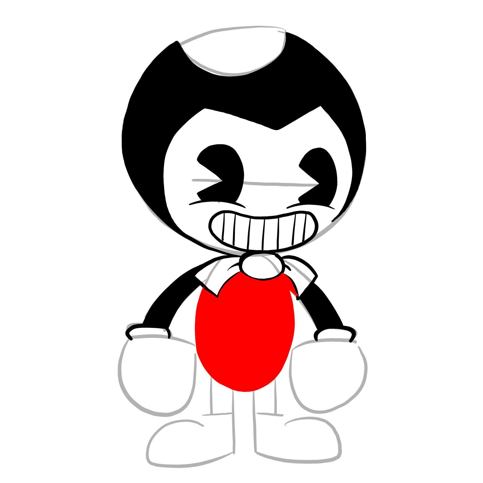 How to draw Cartoon Bendy (FNF: Indie Cross) - step 14