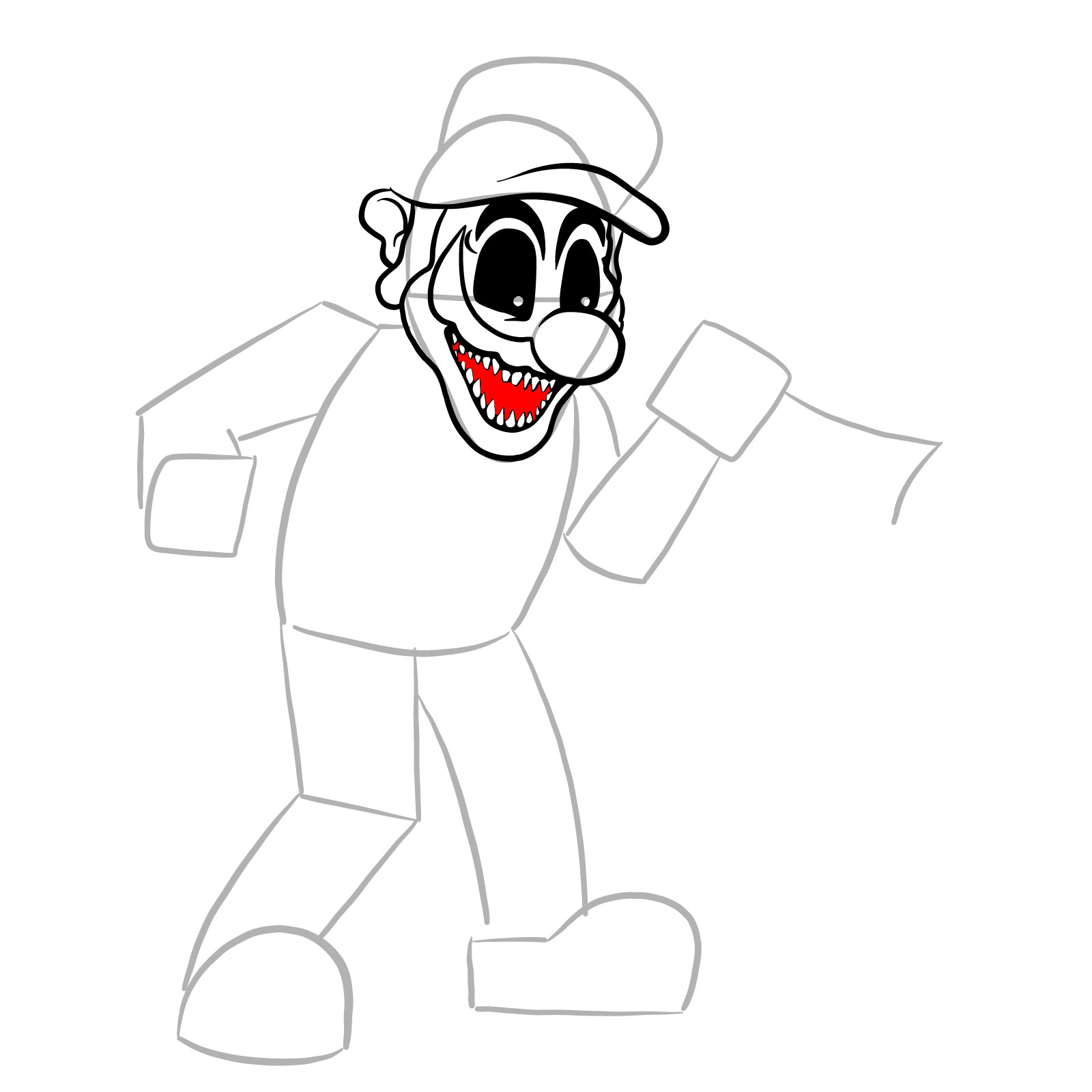 How to draw Mario.EXE - step 14