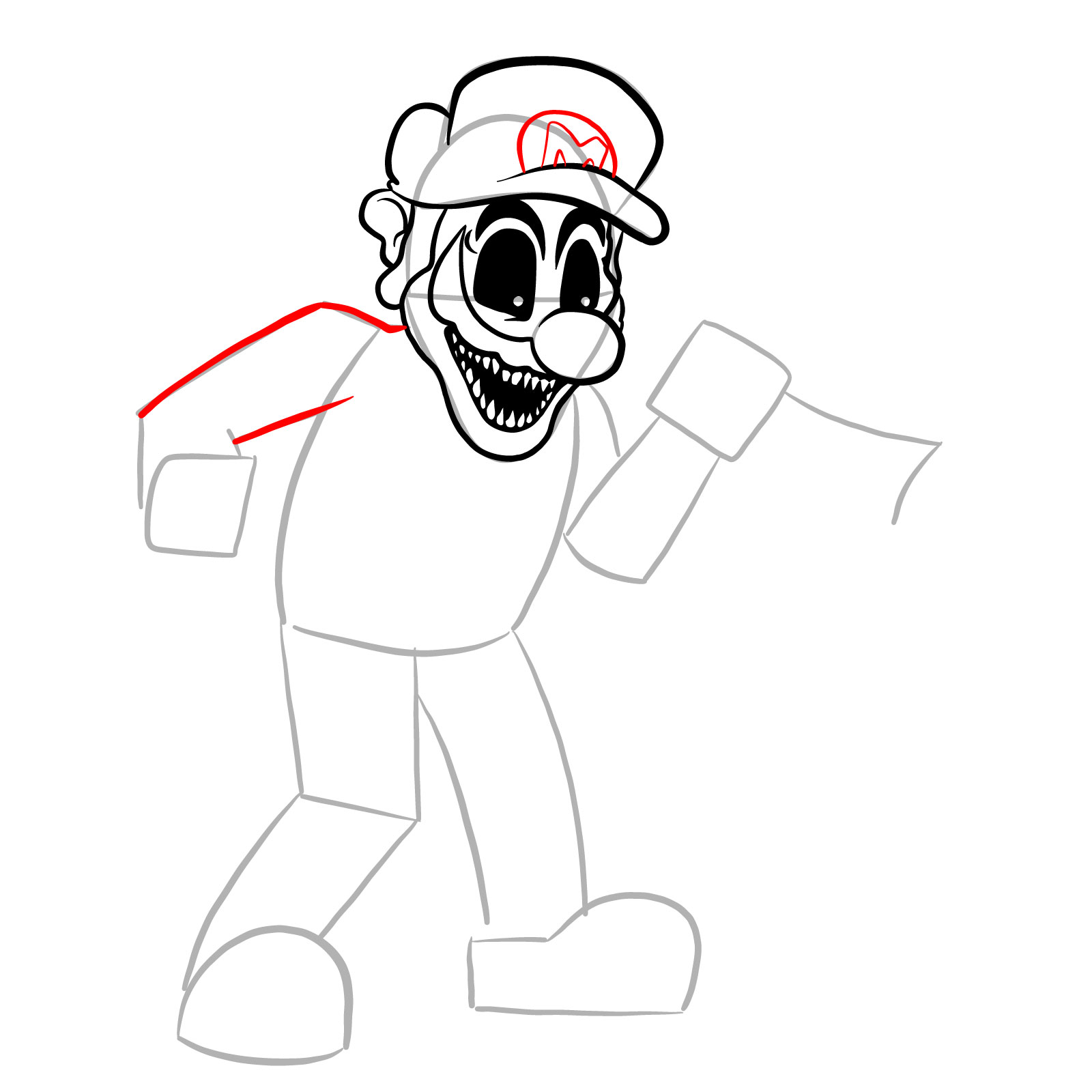 How to draw Mario.EXE - step 16