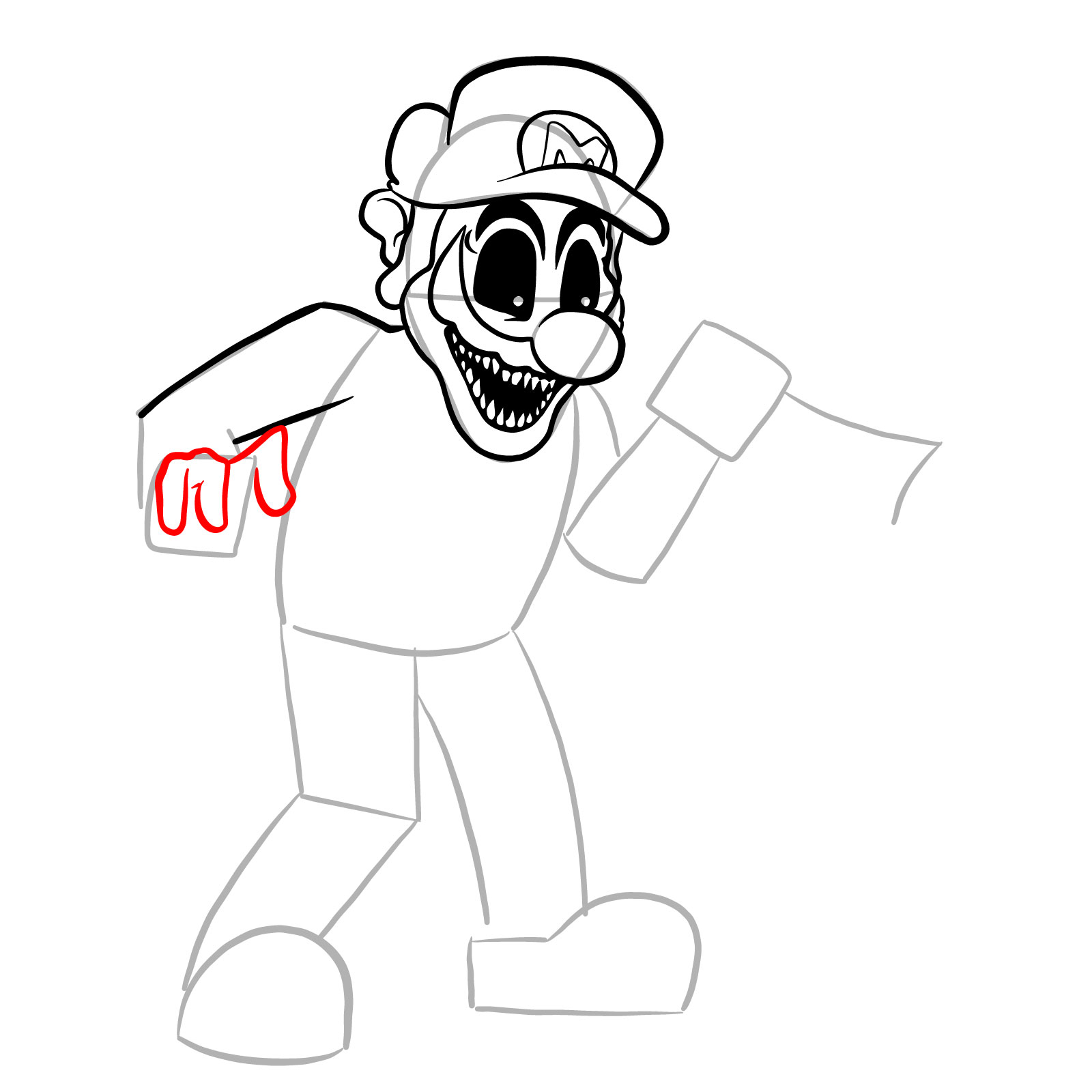 How to draw Mario.EXE - step 17