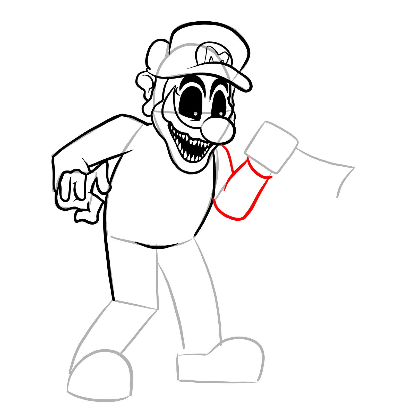 How to draw Mario.EXE - step 21