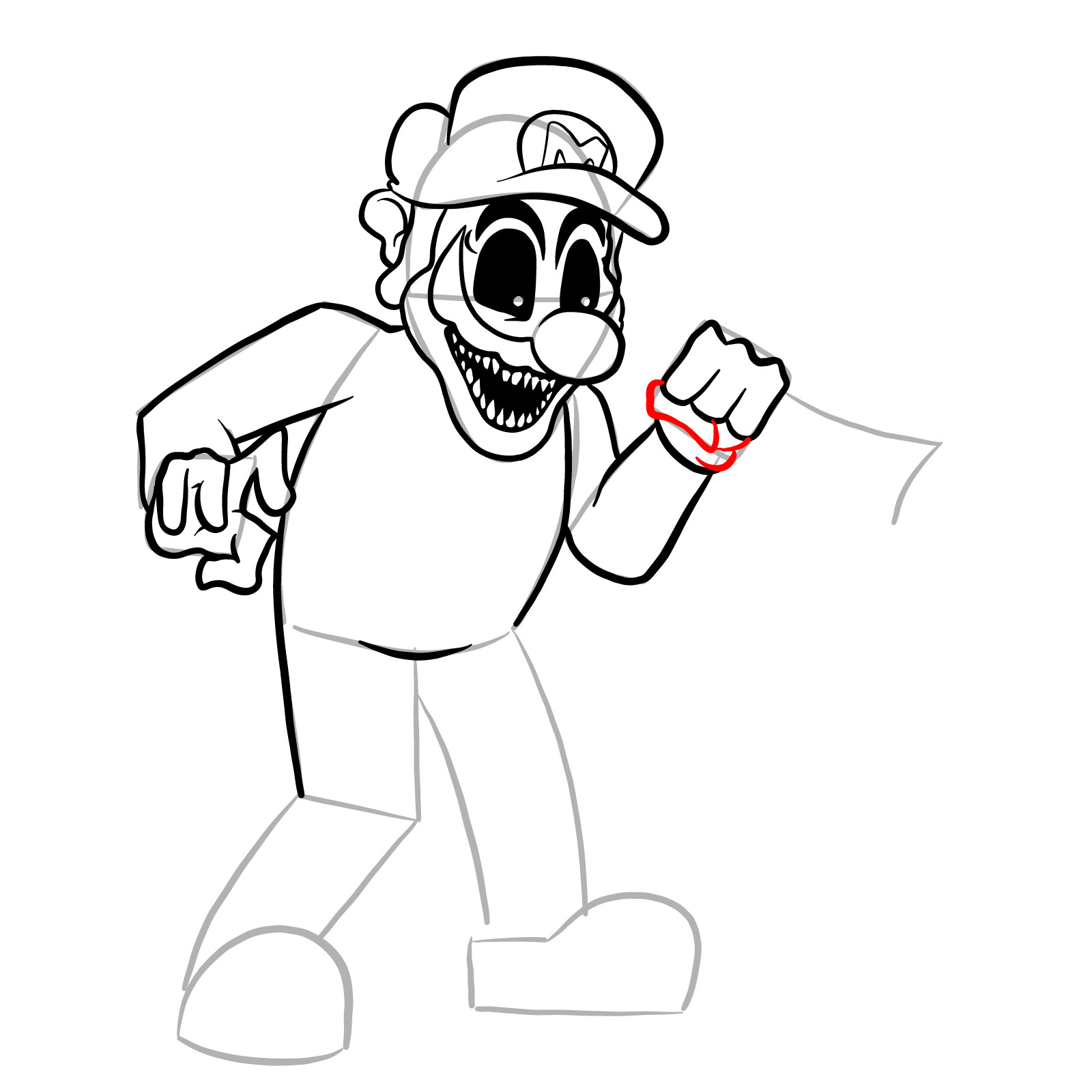 How to draw Mario.EXE - step 23