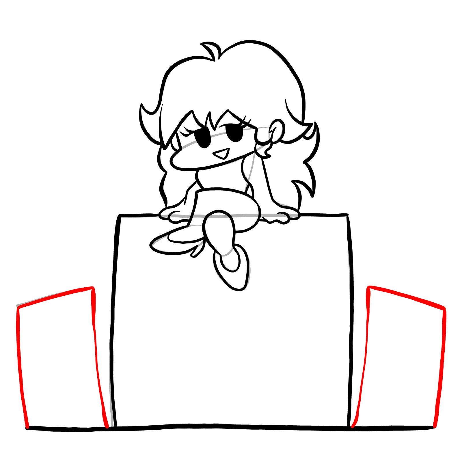 How to draw Girlfriend sitting on the speakers - step 20