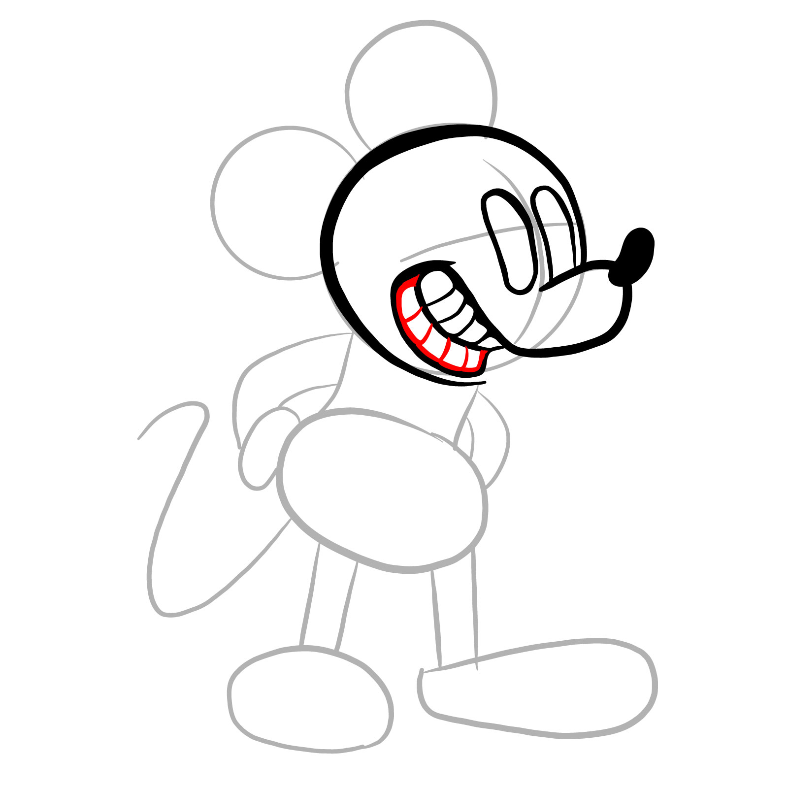 How to draw Suicide Mouse (FNF) - step 09
