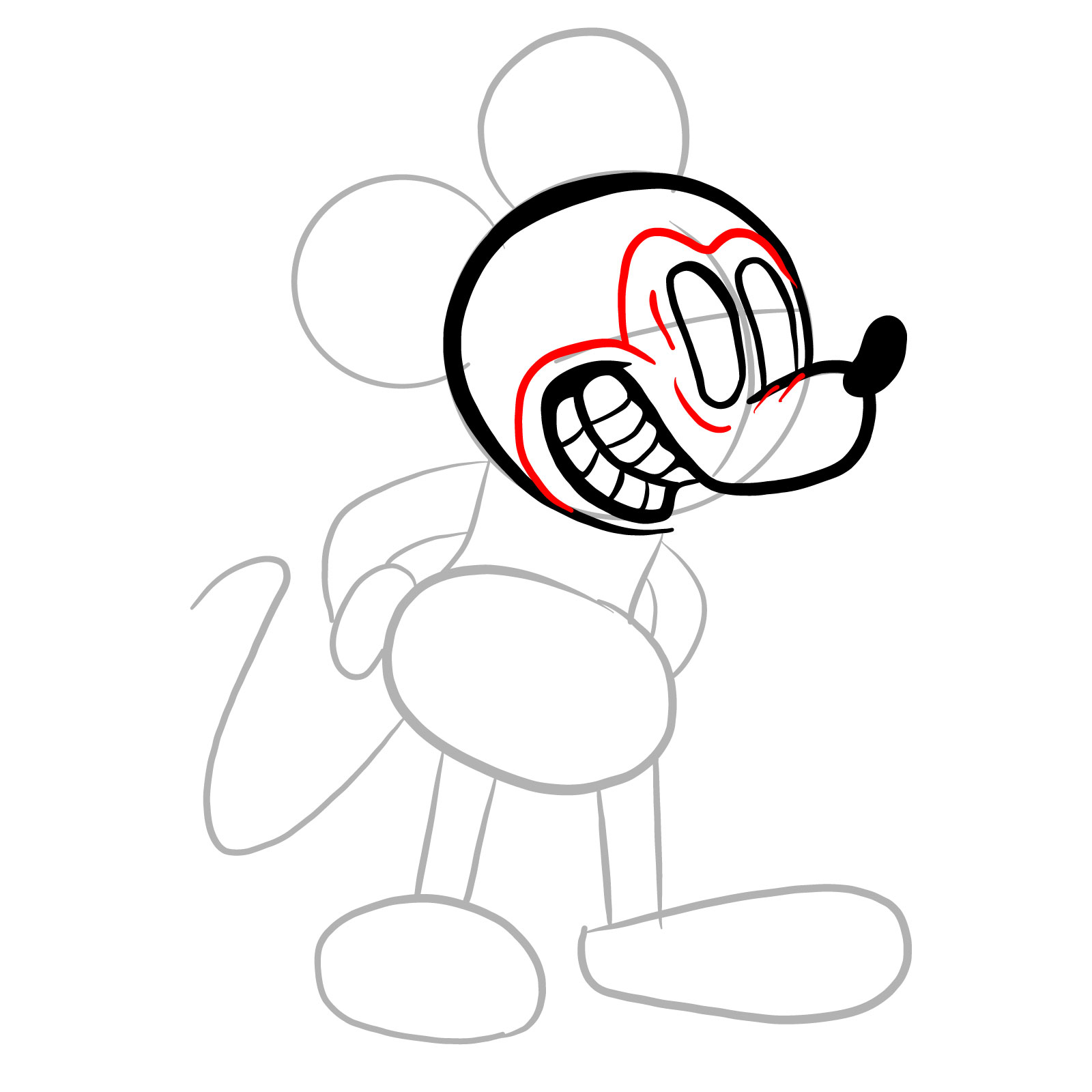 How to draw Suicide Mouse (FNF) - step 10