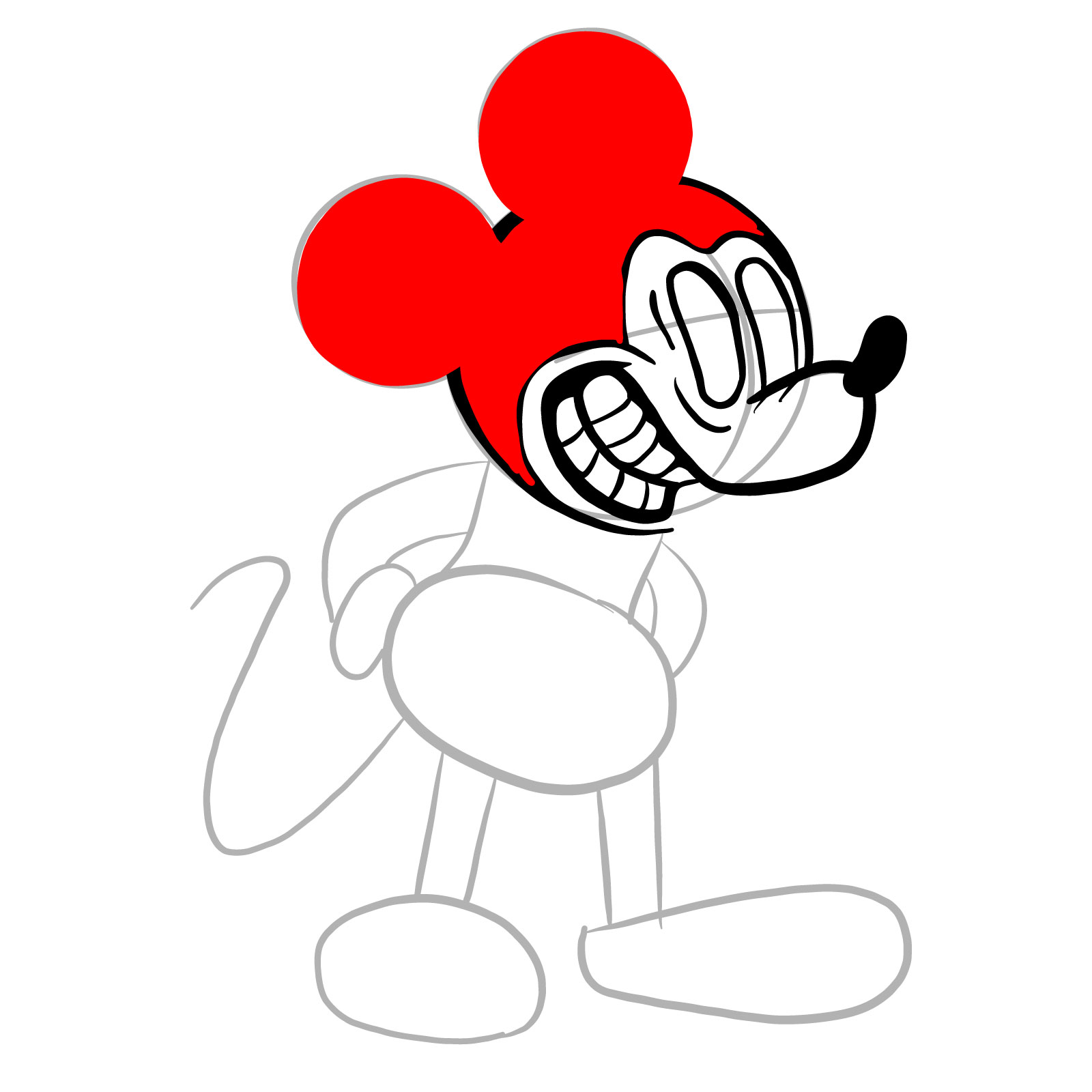How to draw Suicide Mouse (FNF) - step 11