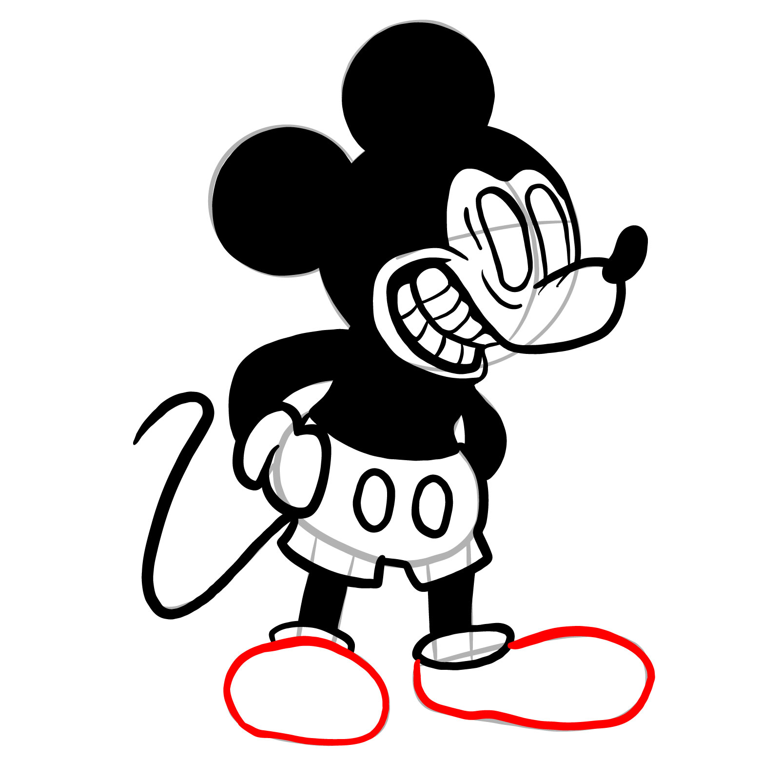 How to draw Suicide Mouse (FNF) - step 19