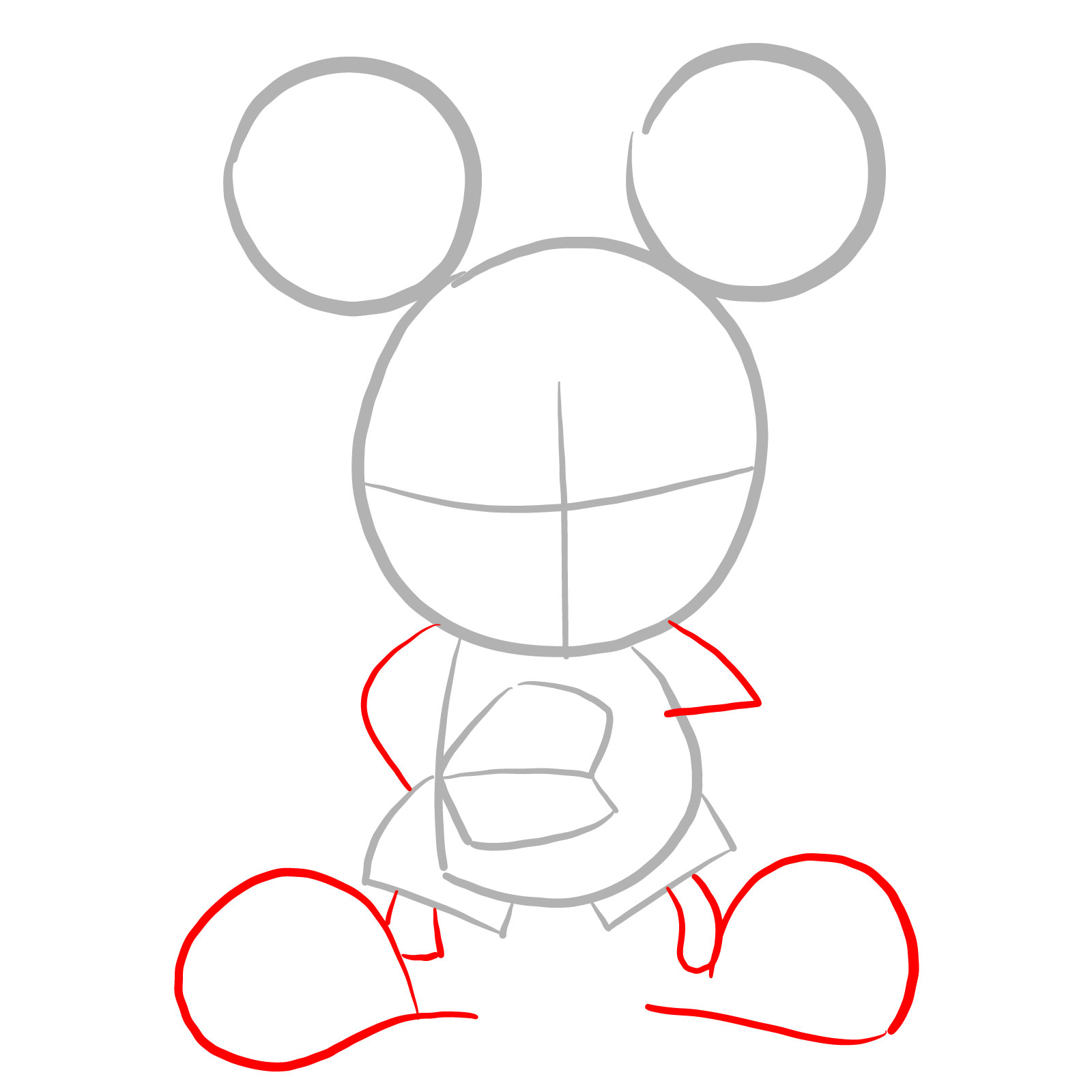 How to draw Battered Suicide Mouse - step 03
