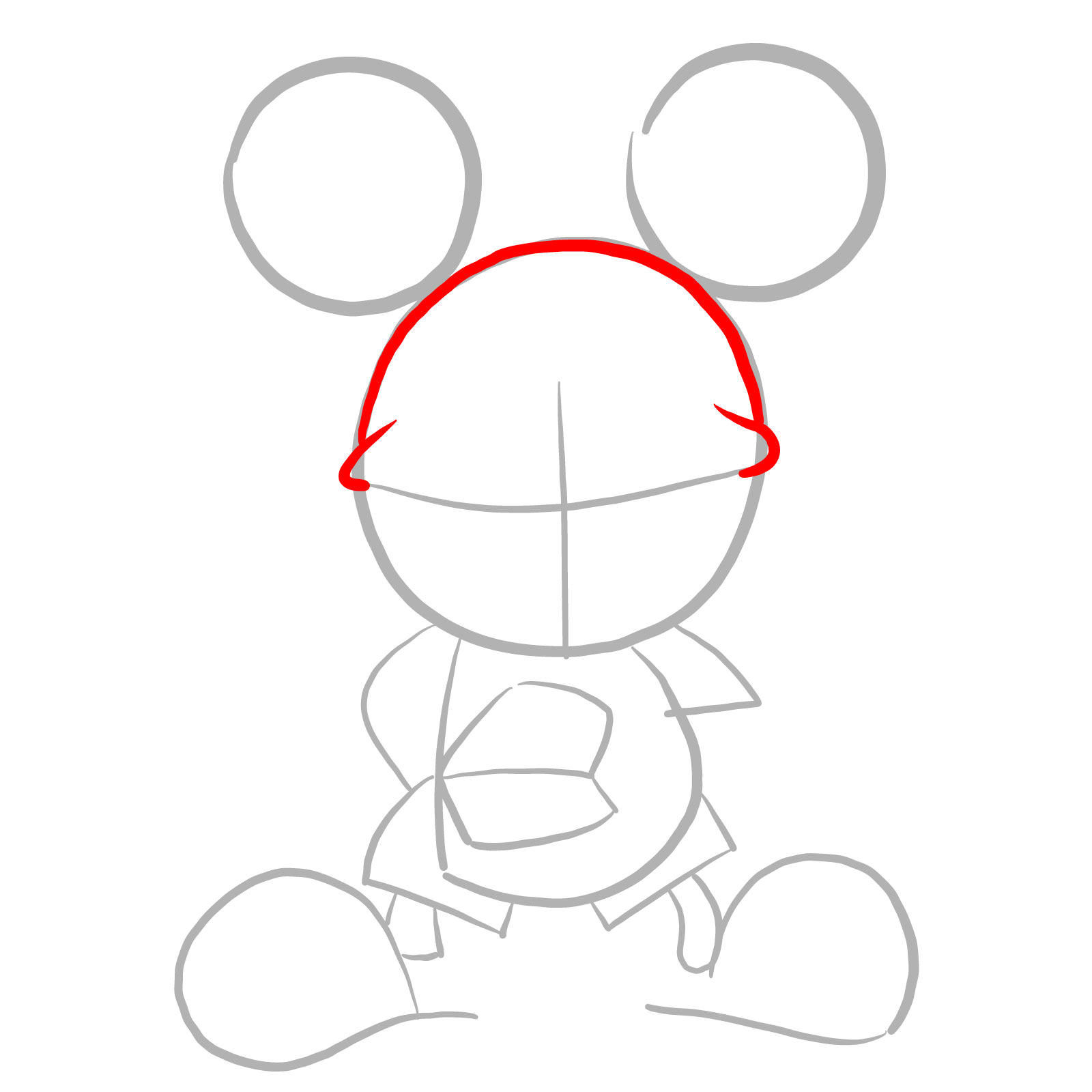 How to draw Battered Suicide Mouse - step 04