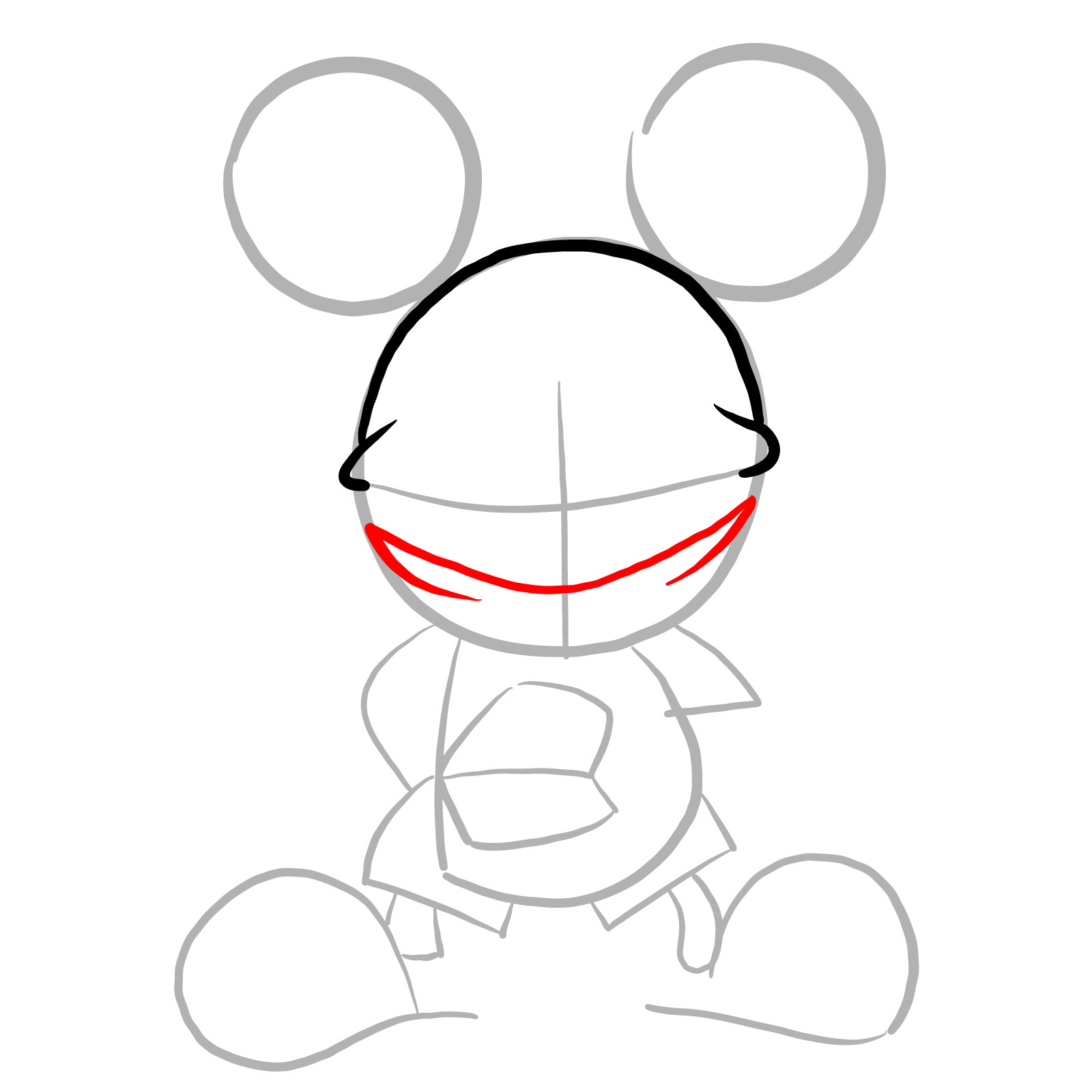 How to draw Battered Suicide Mouse - step 05