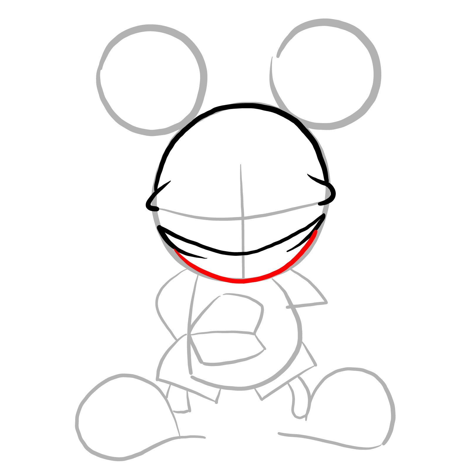 How to draw Battered Suicide Mouse - step 06