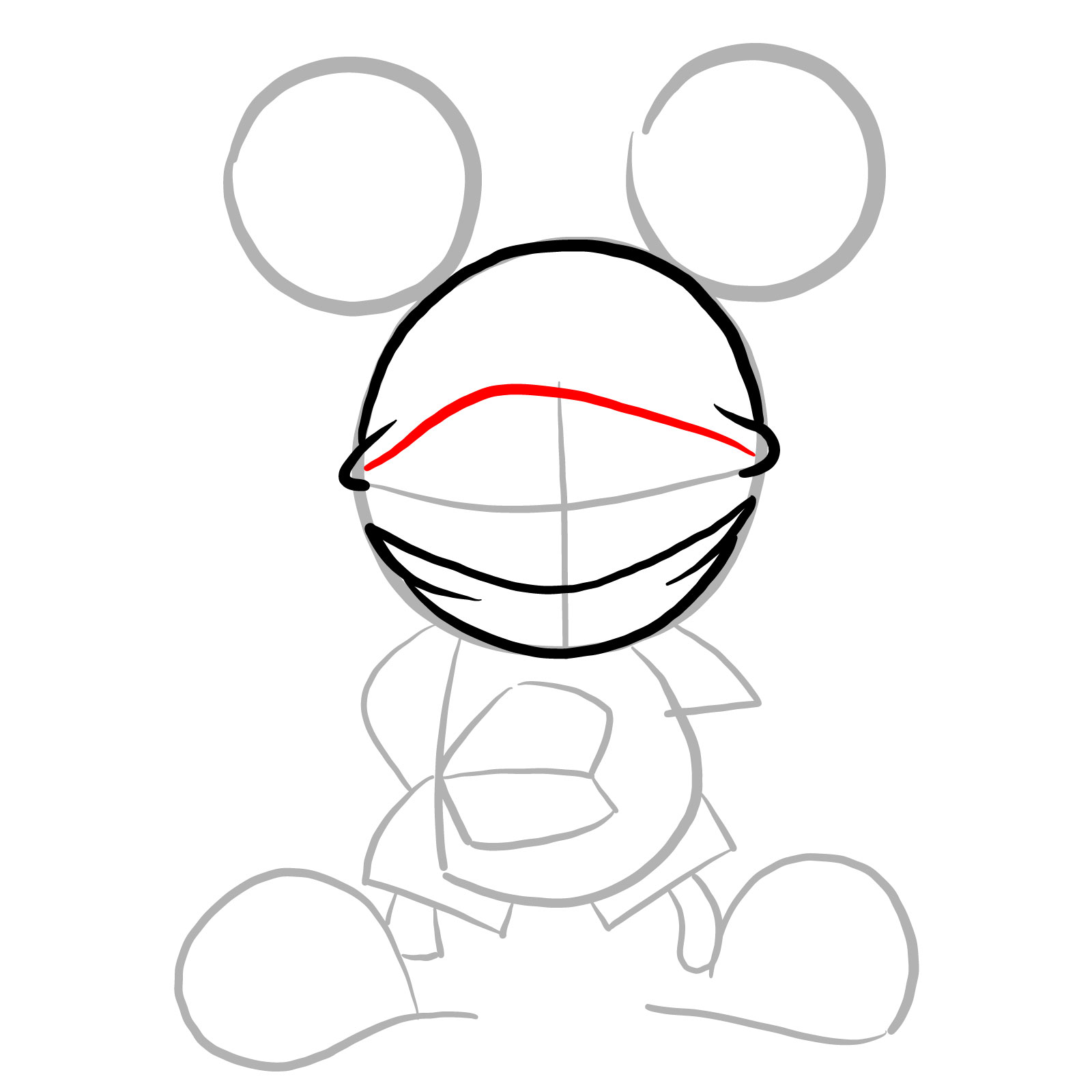 How to draw Battered Suicide Mouse - step 07