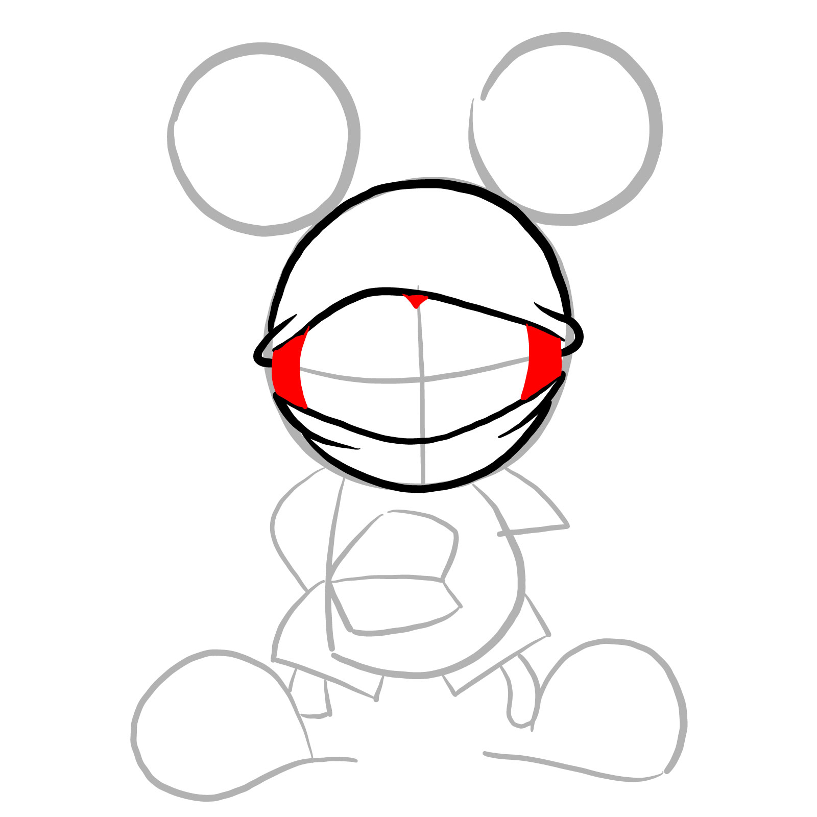 How to draw Battered Suicide Mouse - step 08