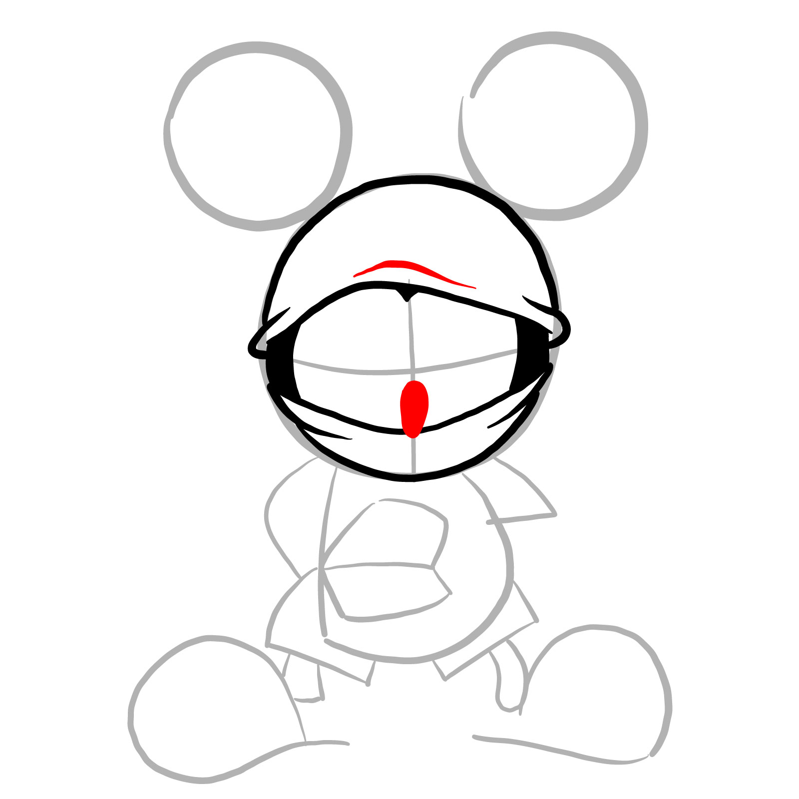 How to draw Battered Suicide Mouse - step 09