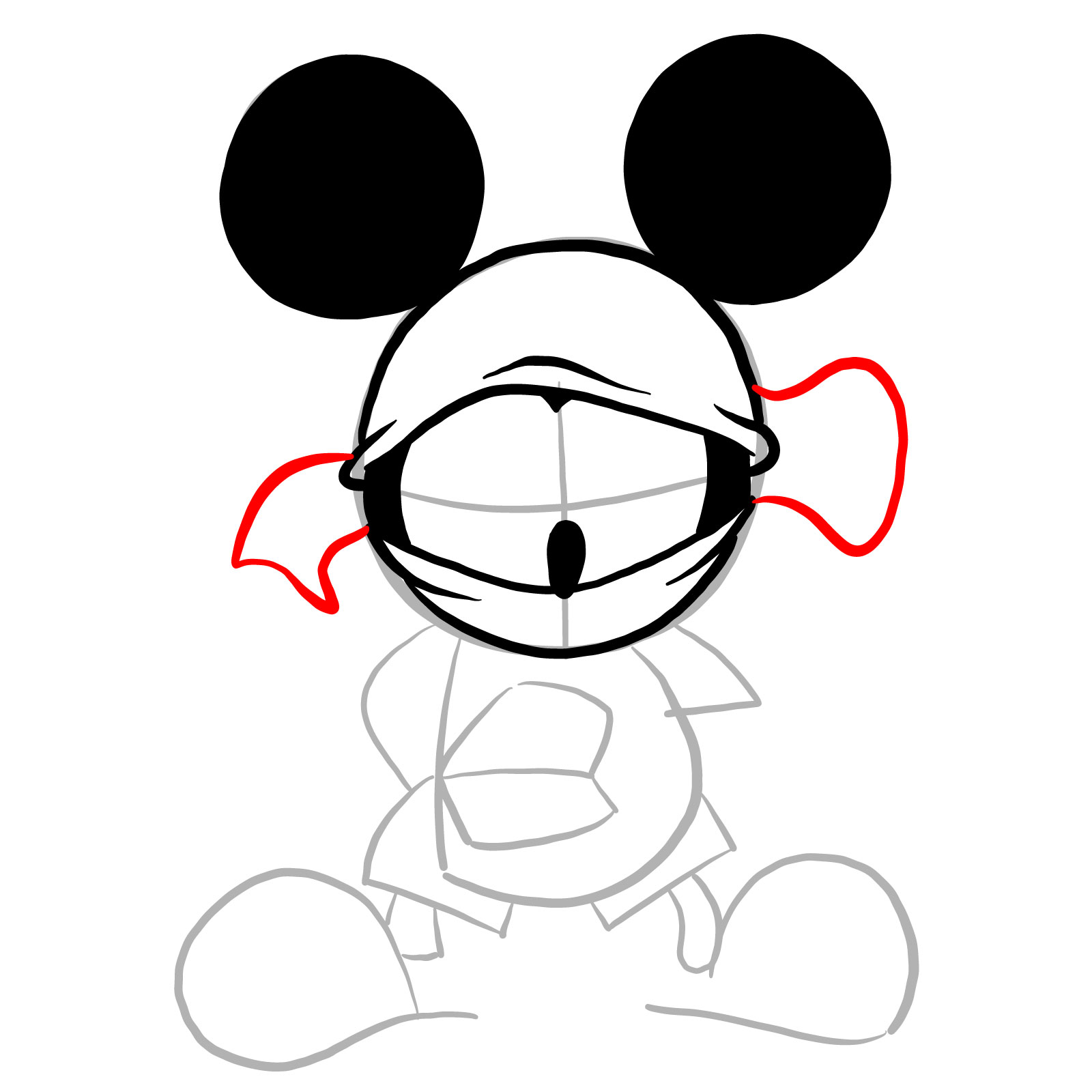 How to draw Battered Suicide Mouse - step 11