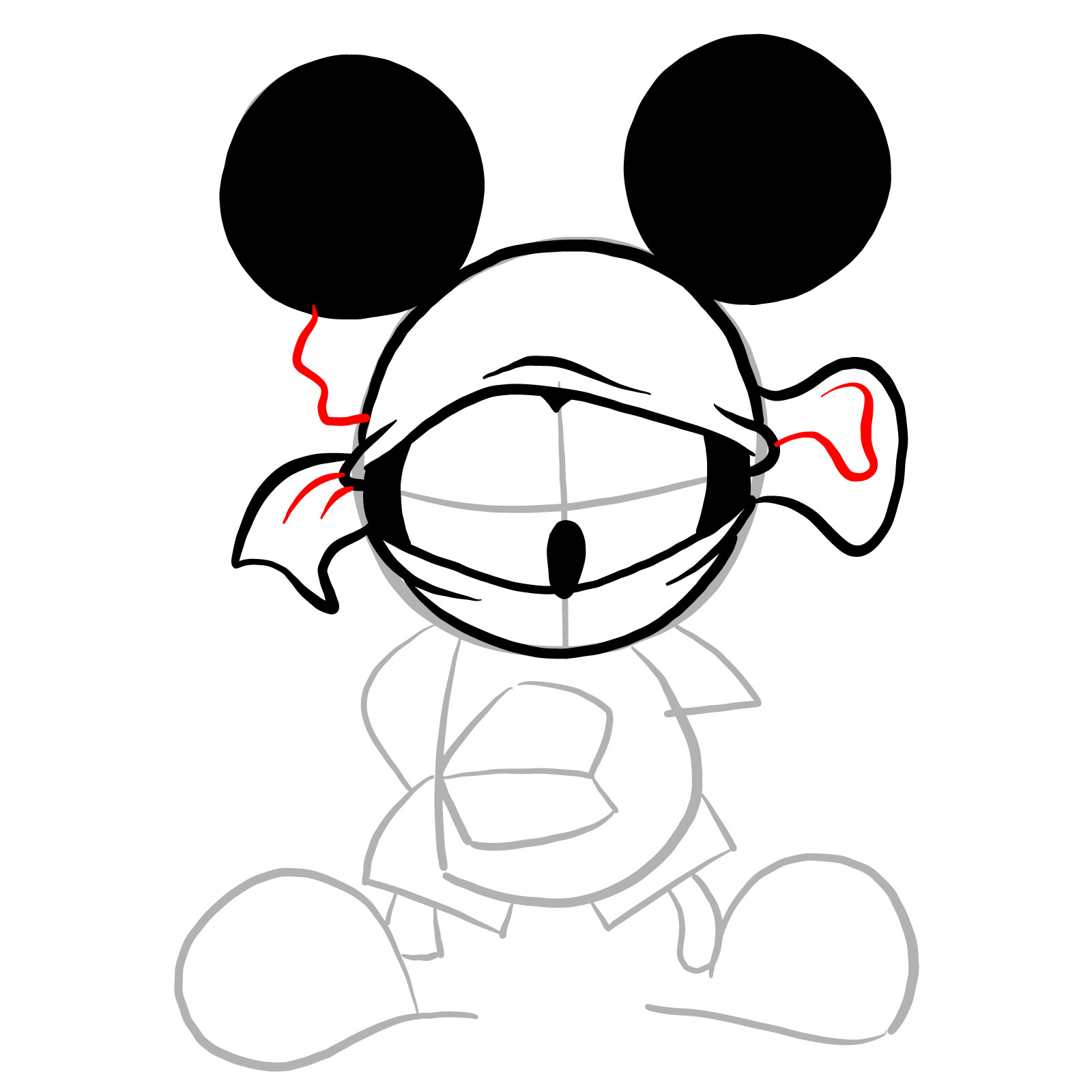 How to draw Battered Suicide Mouse - step 12