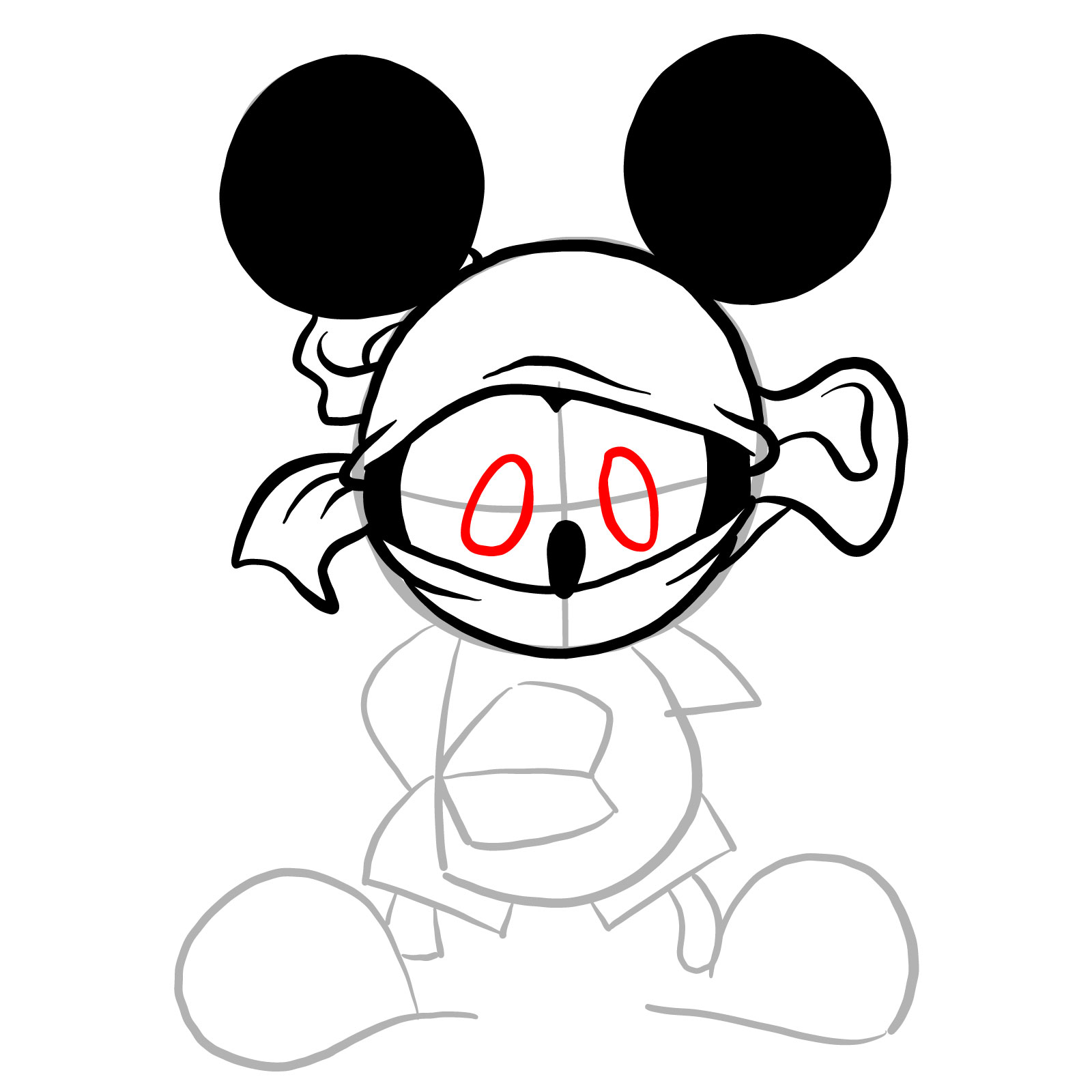 How to draw Battered Suicide Mouse - step 14