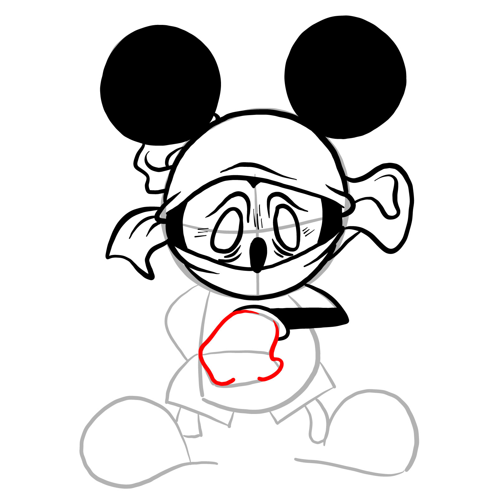 How to draw Battered Suicide Mouse - step 17