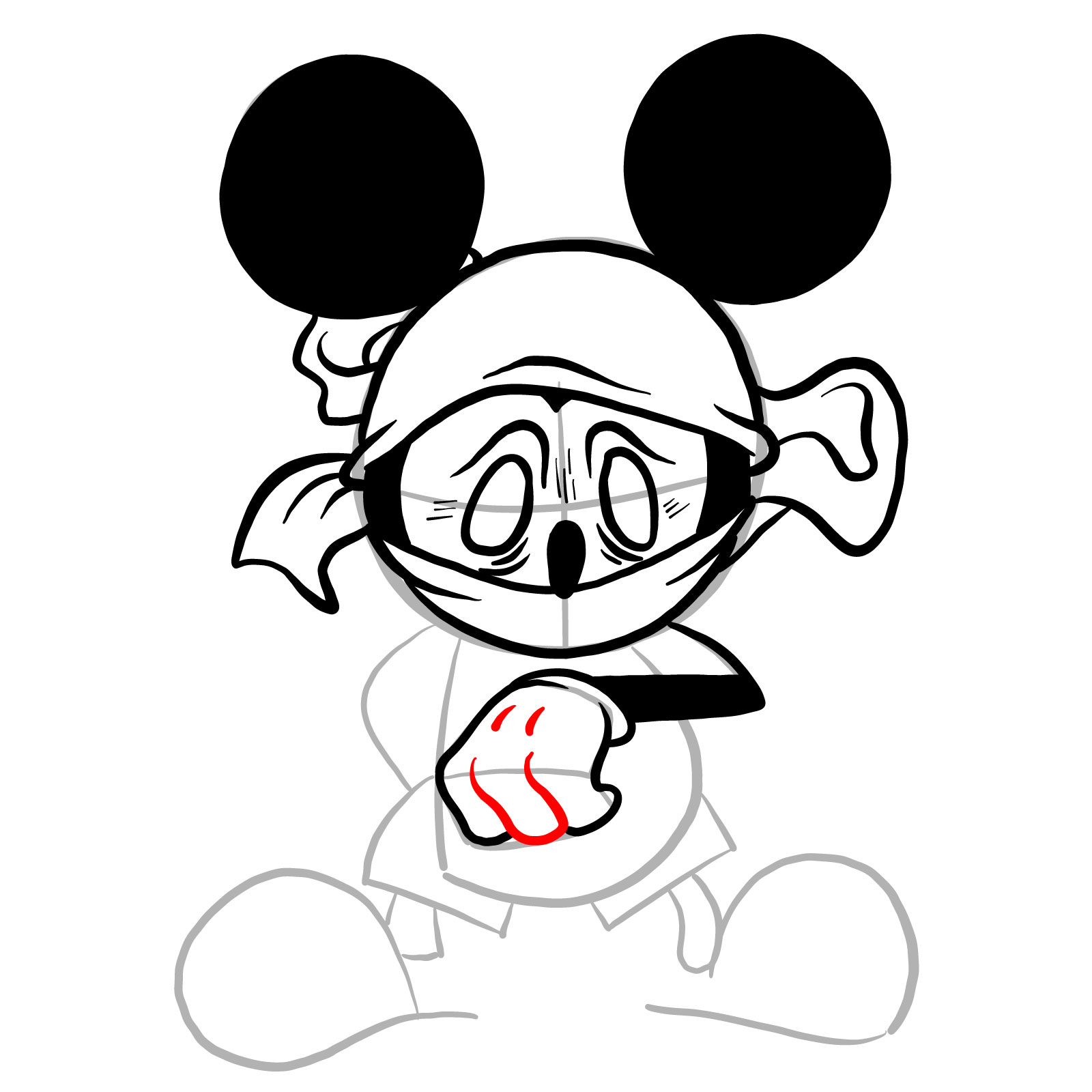 How to draw Battered Suicide Mouse - step 18