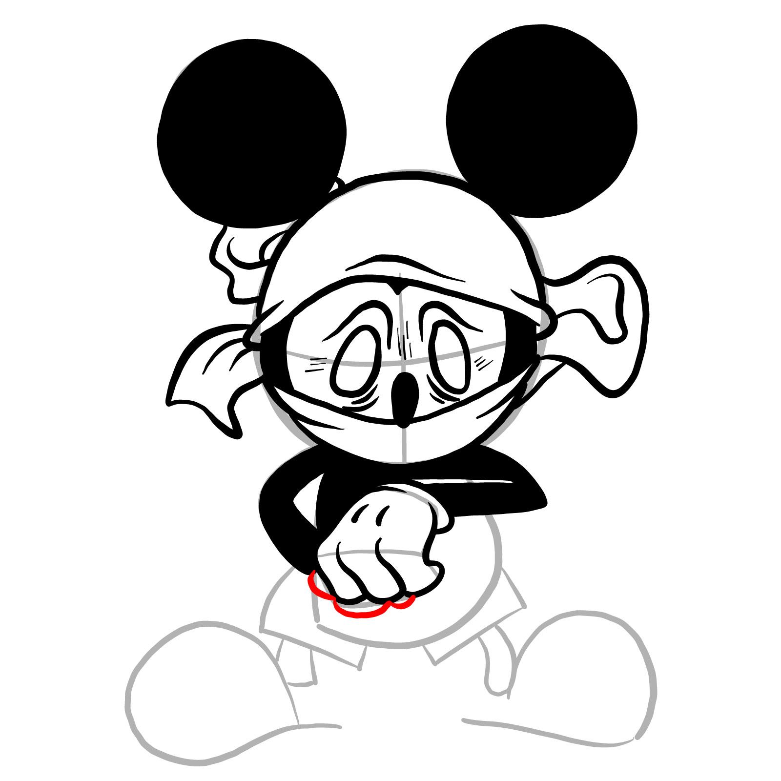 How to draw Battered Suicide Mouse - step 21