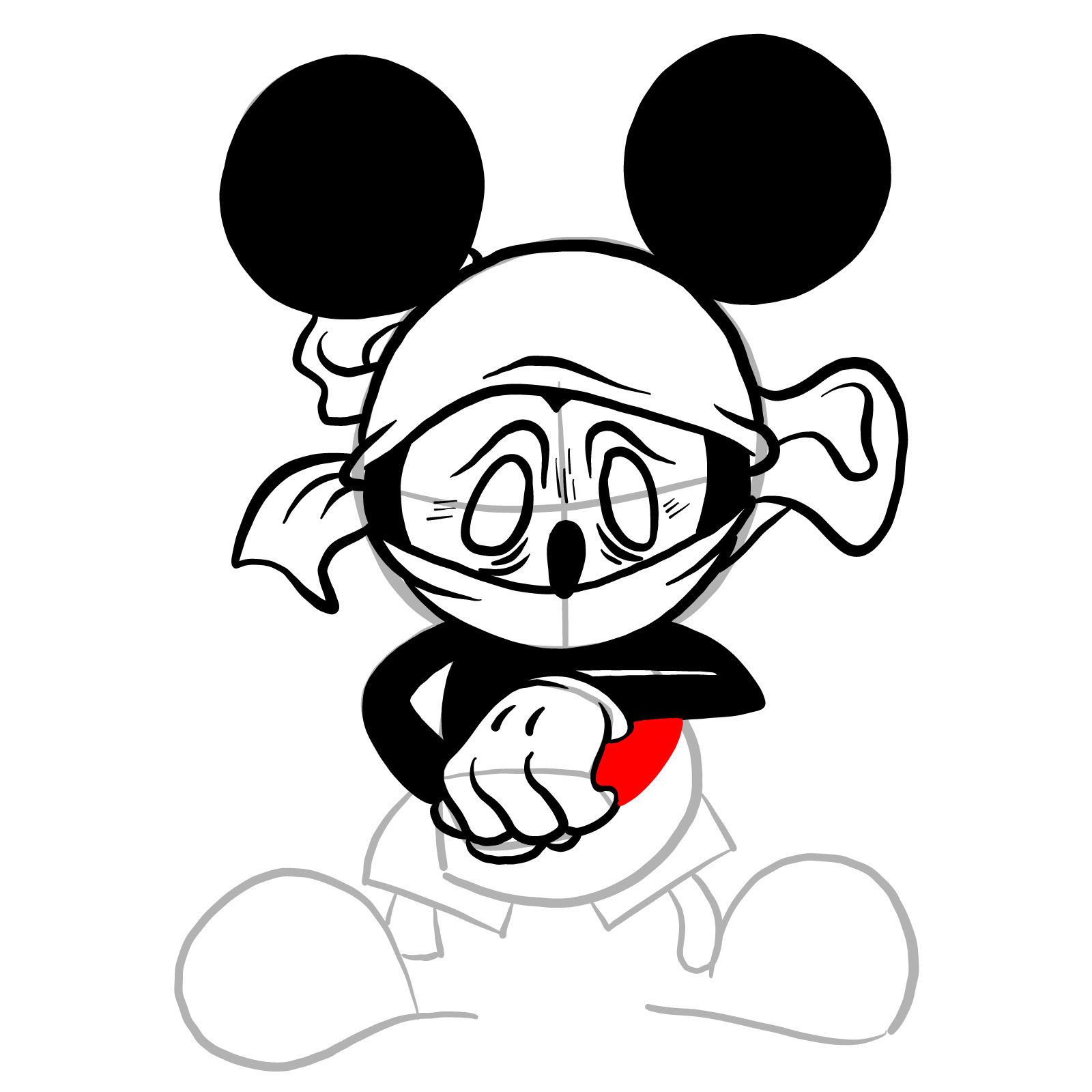 How to draw Battered Suicide Mouse - step 22