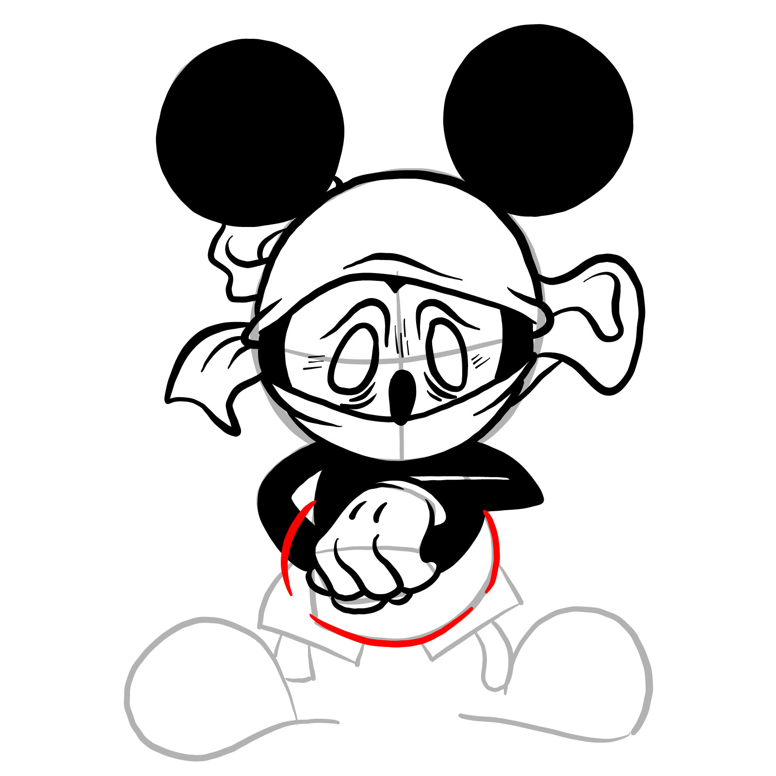 How to draw Battered Suicide Mouse - step 23